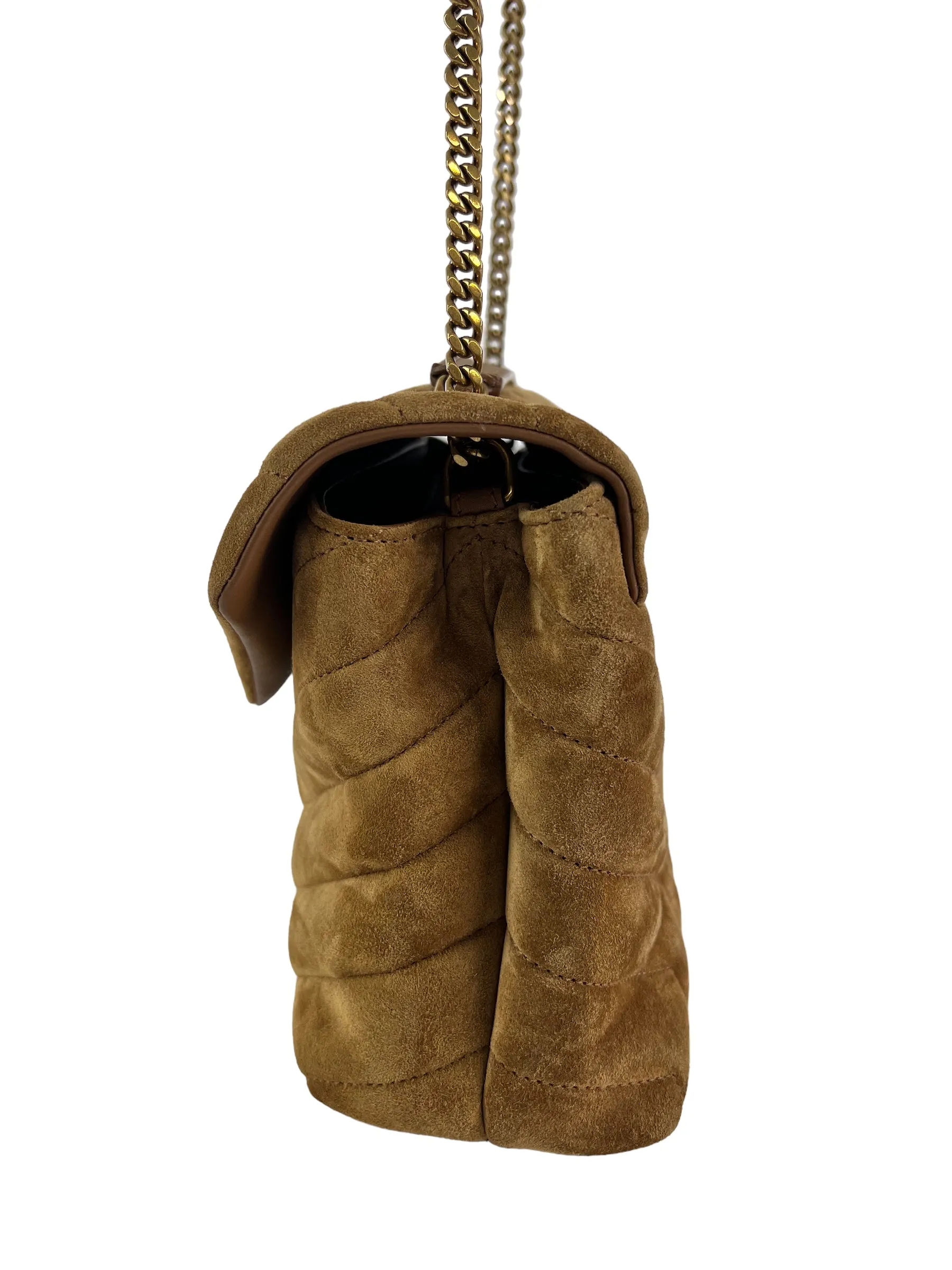 Saint Laurent Small Tan Suede LouLou Crossbody