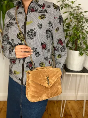 Saint Laurent Small Tan Suede LouLou Crossbody