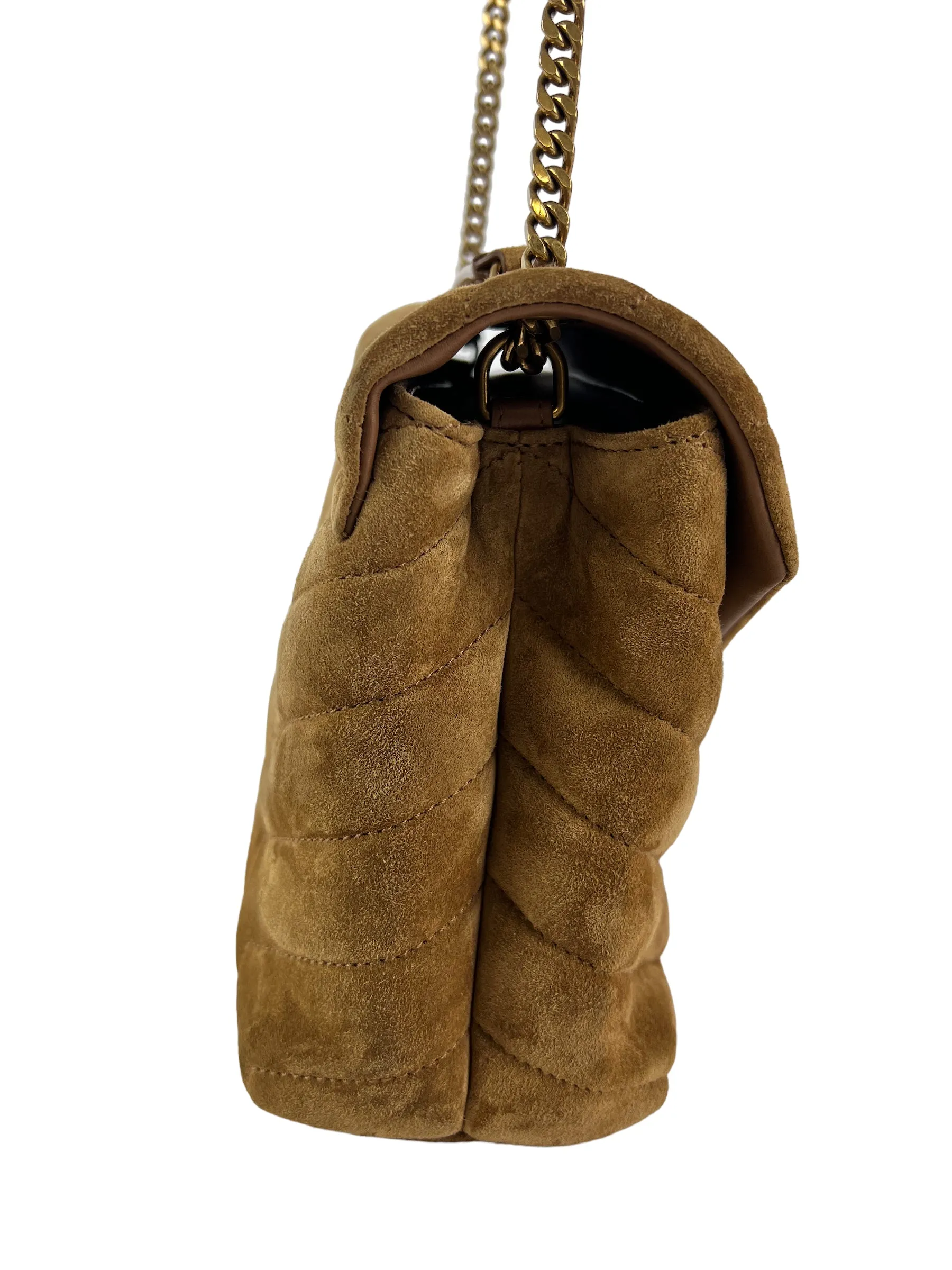 Saint Laurent Small Tan Suede LouLou Crossbody