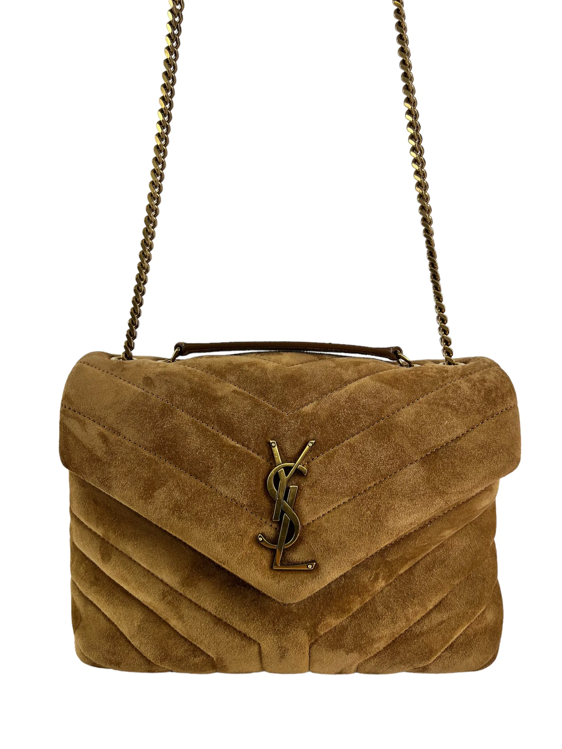 Saint Laurent Small Tan Suede LouLou Crossbody