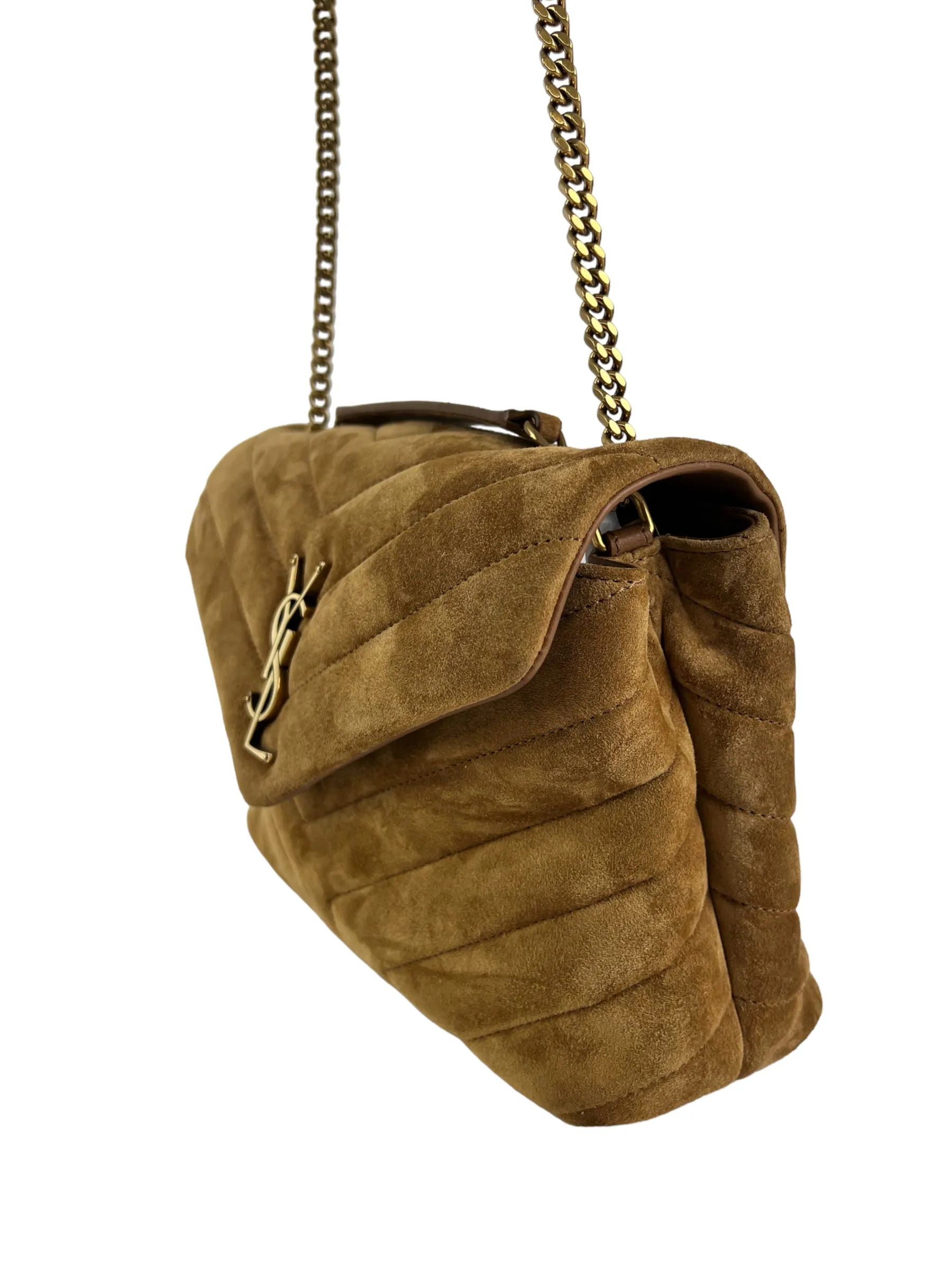 Saint Laurent Small Tan Suede LouLou Crossbody