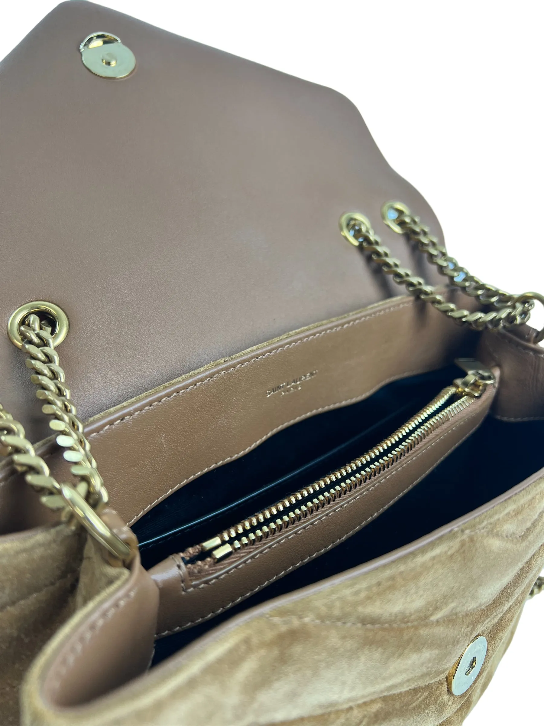 Saint Laurent Small Tan Suede LouLou Crossbody