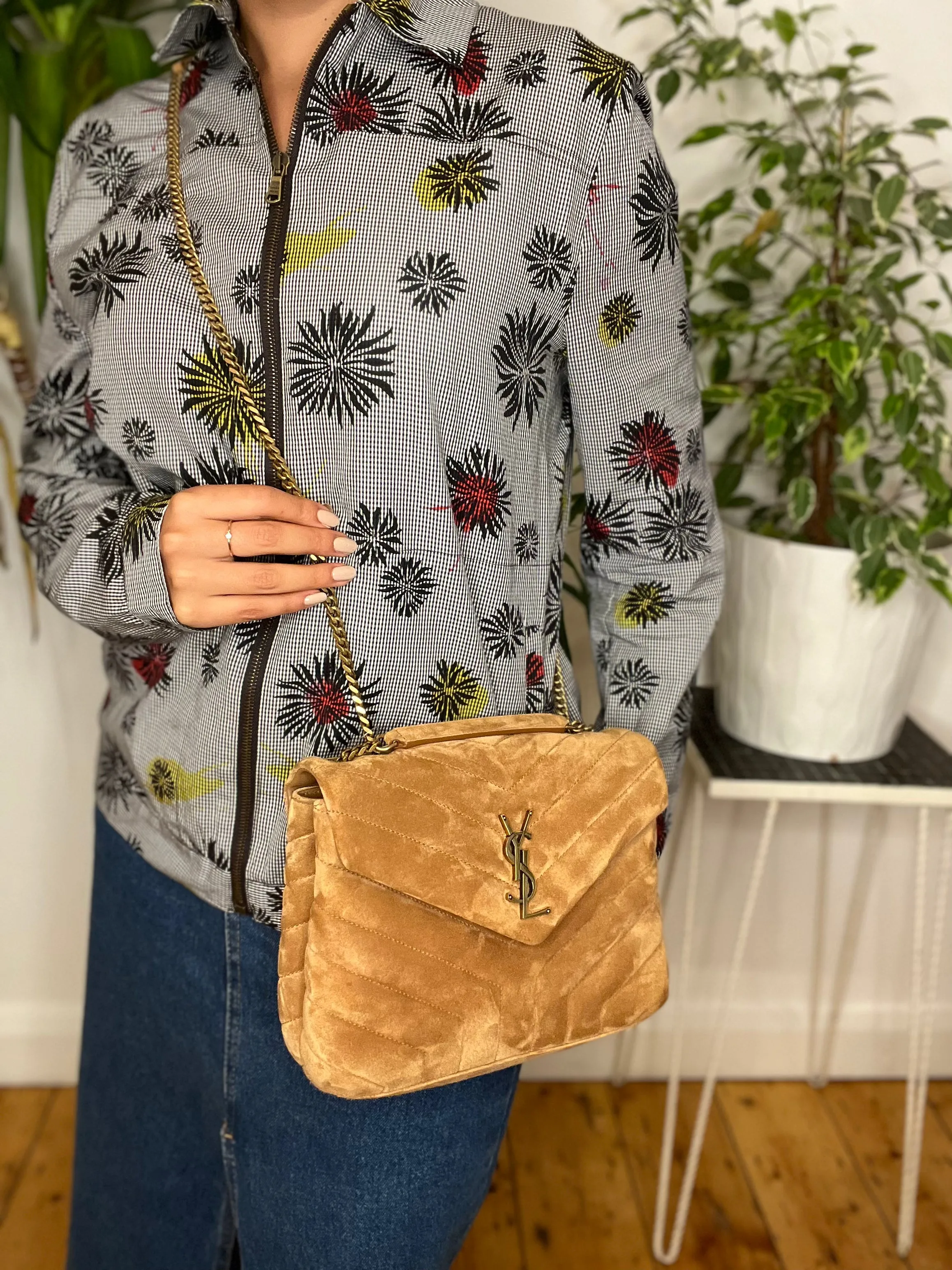 Saint Laurent Small Tan Suede LouLou Crossbody