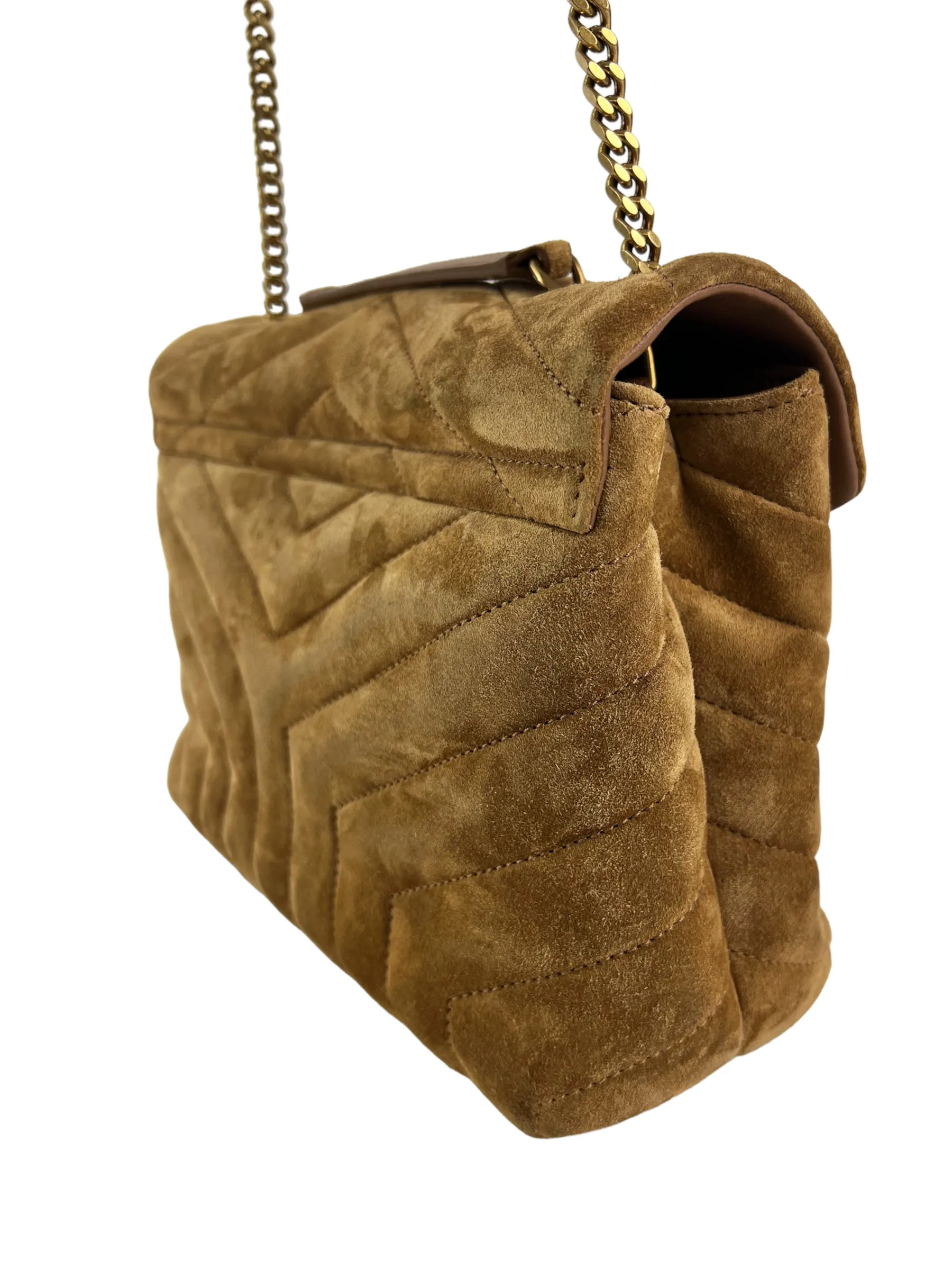 Saint Laurent Small Tan Suede LouLou Crossbody