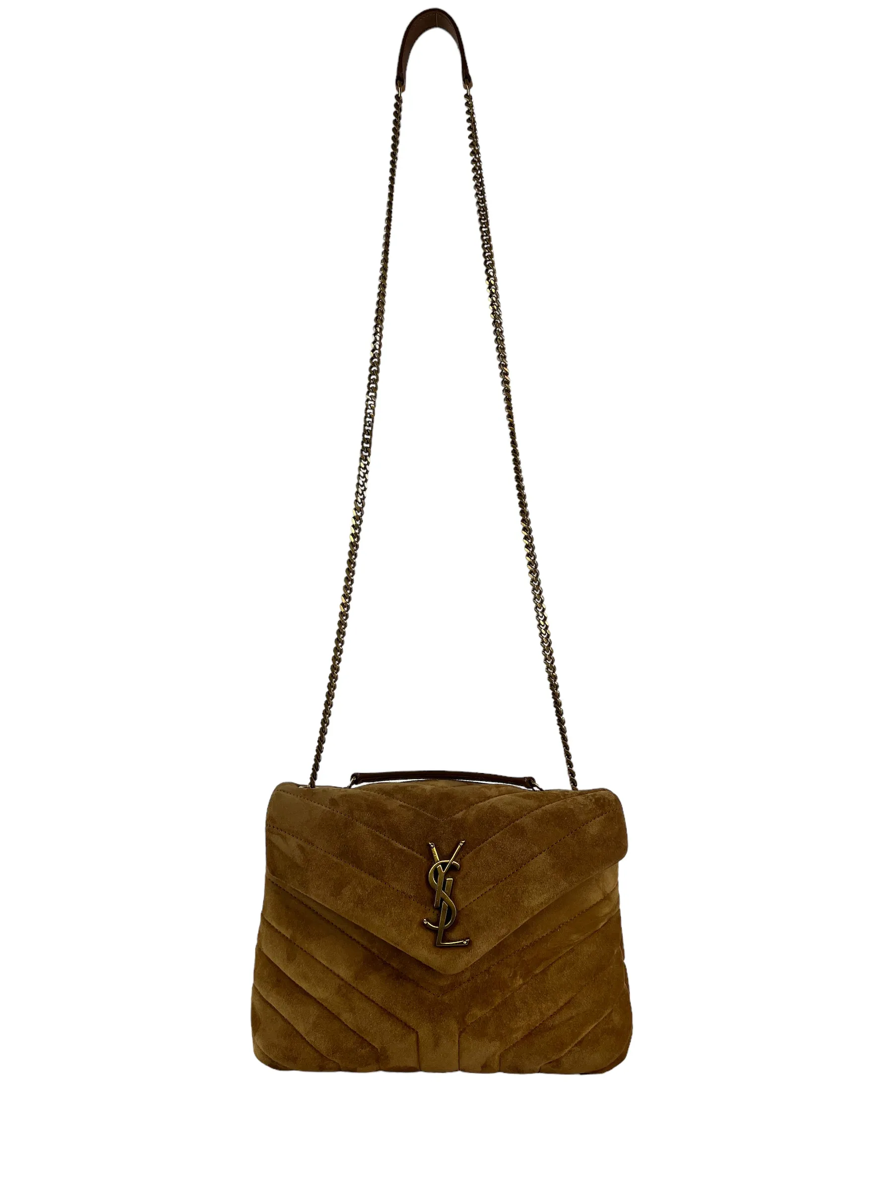Saint Laurent Small Tan Suede LouLou Crossbody