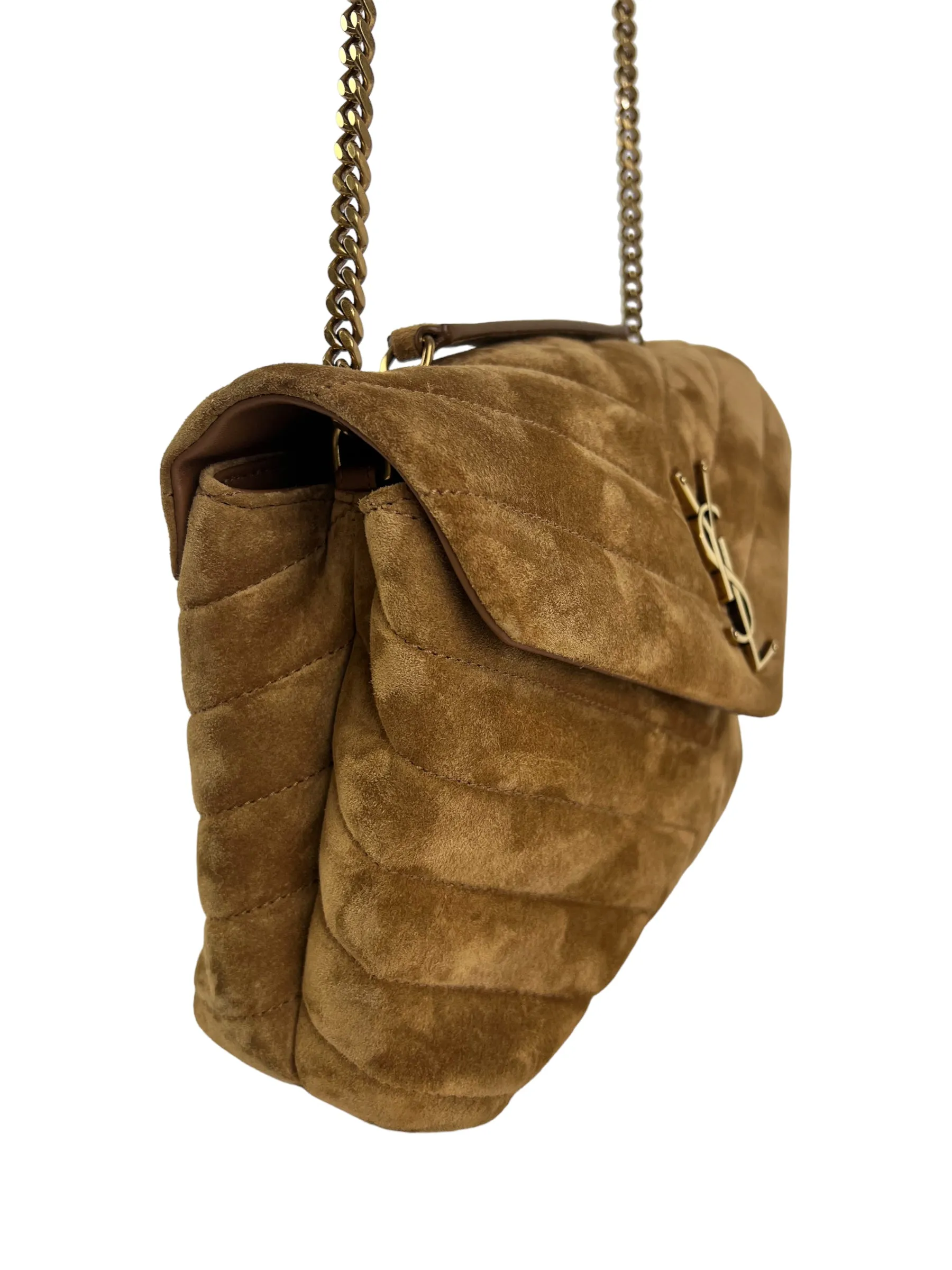 Saint Laurent Small Tan Suede LouLou Crossbody
