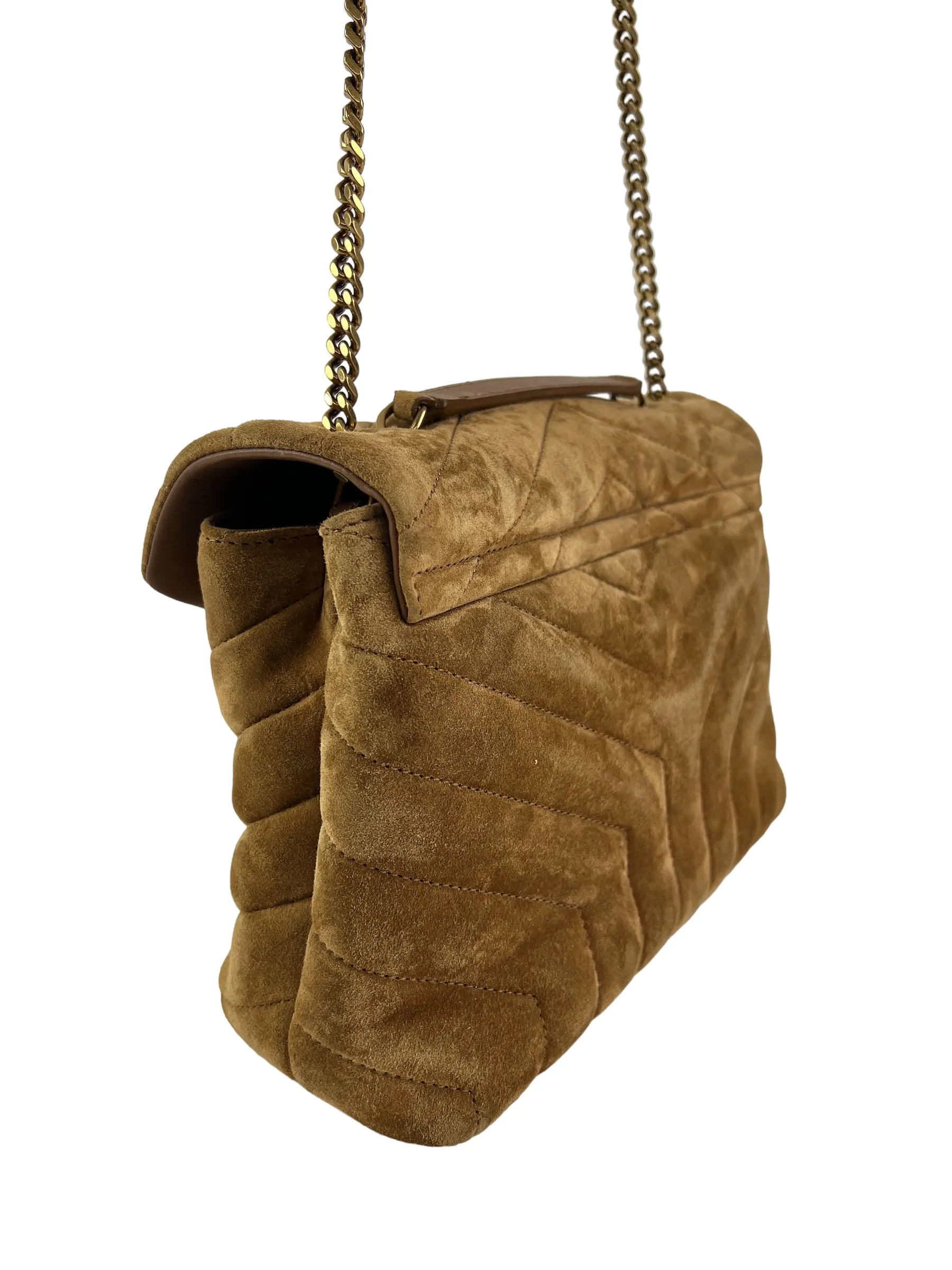 Saint Laurent Small Tan Suede LouLou Crossbody