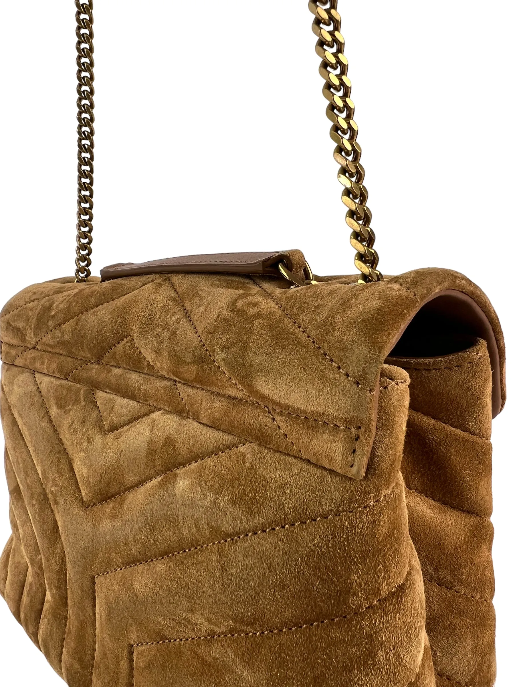 Saint Laurent Small Tan Suede LouLou Crossbody