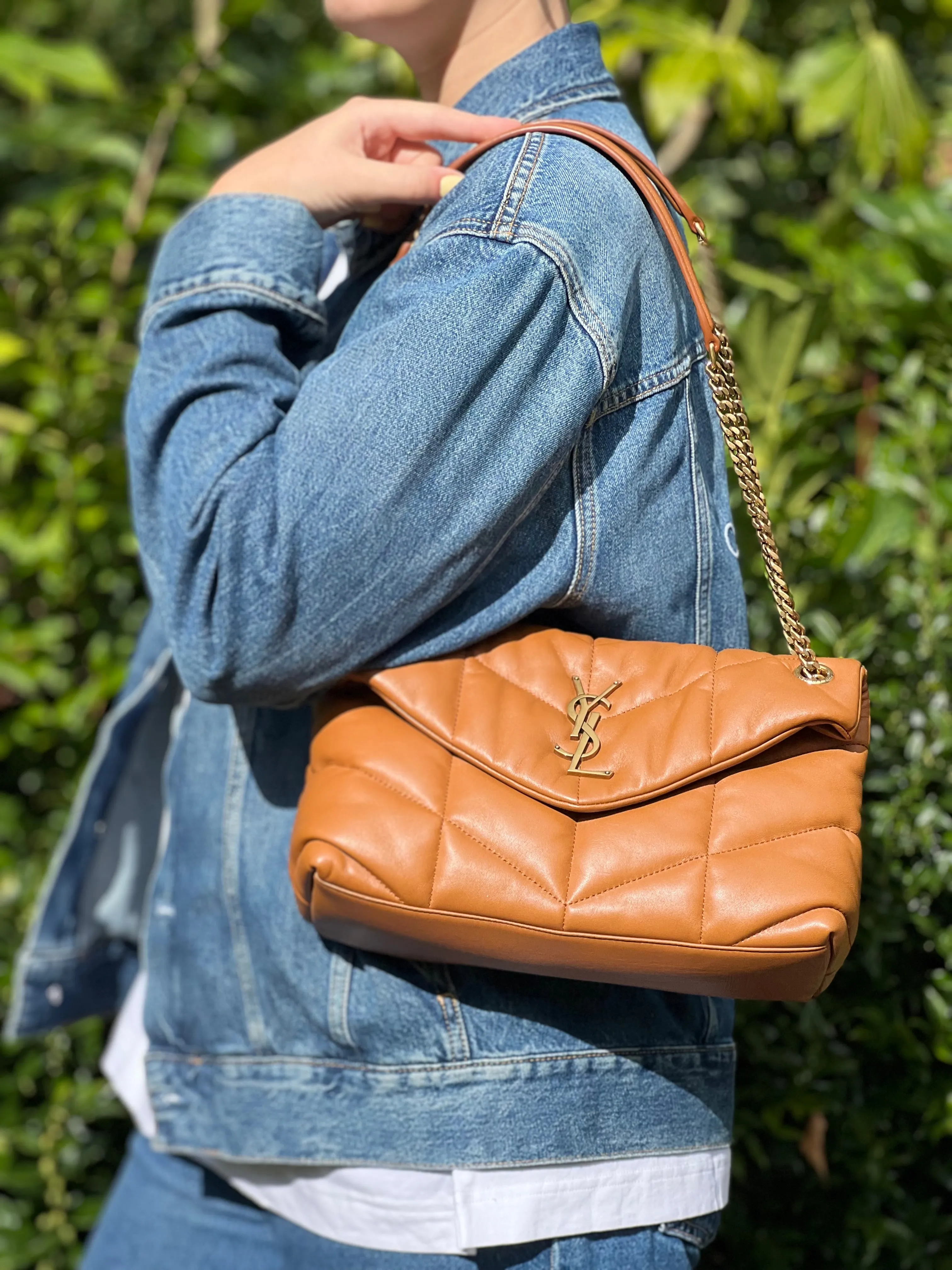 Saint Laurent Tan Nappa Leather Small Puffer Crossbody