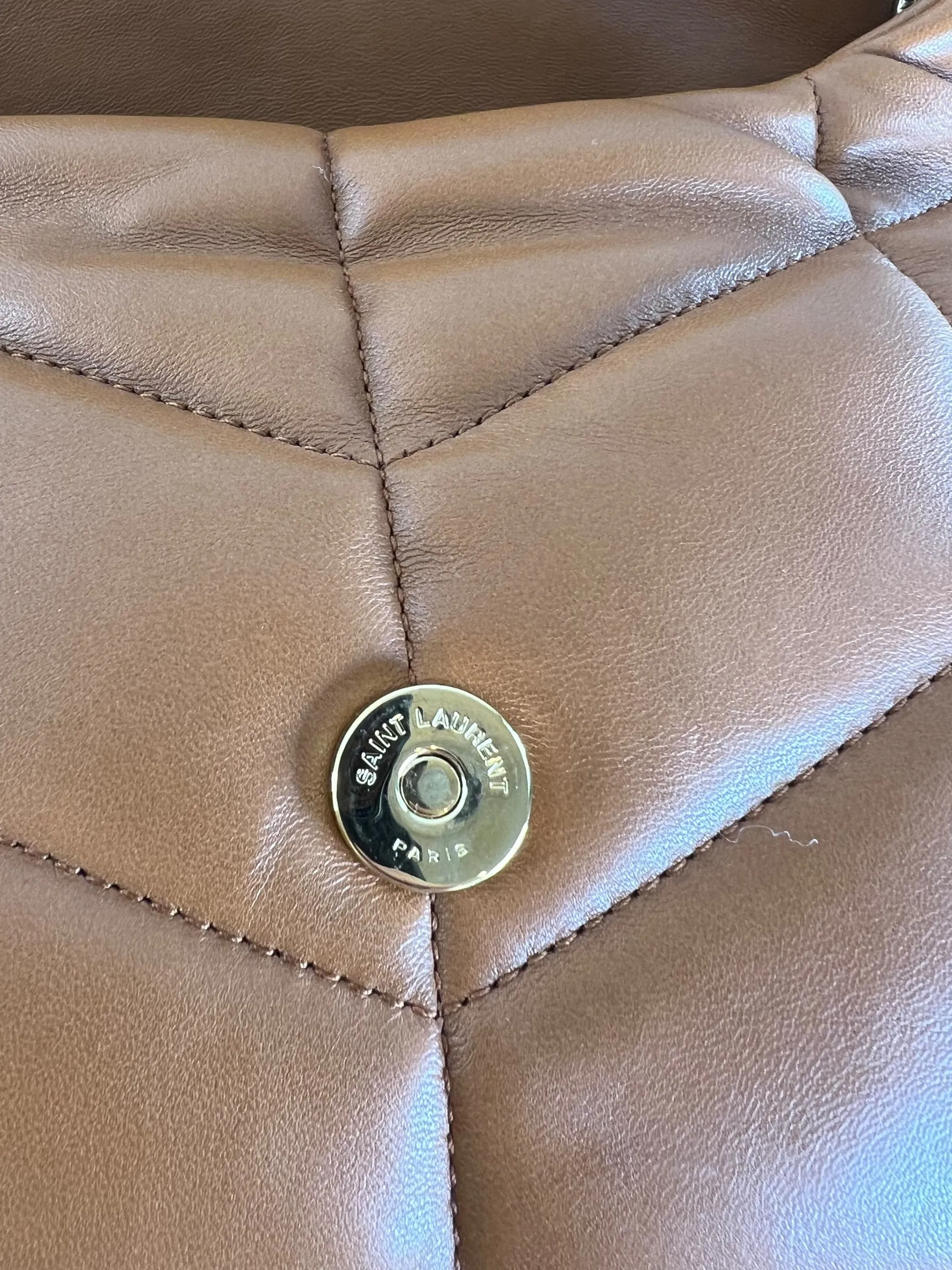 Saint Laurent Tan Nappa Leather Small Puffer Crossbody