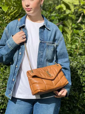 Saint Laurent Tan Nappa Leather Small Puffer Crossbody