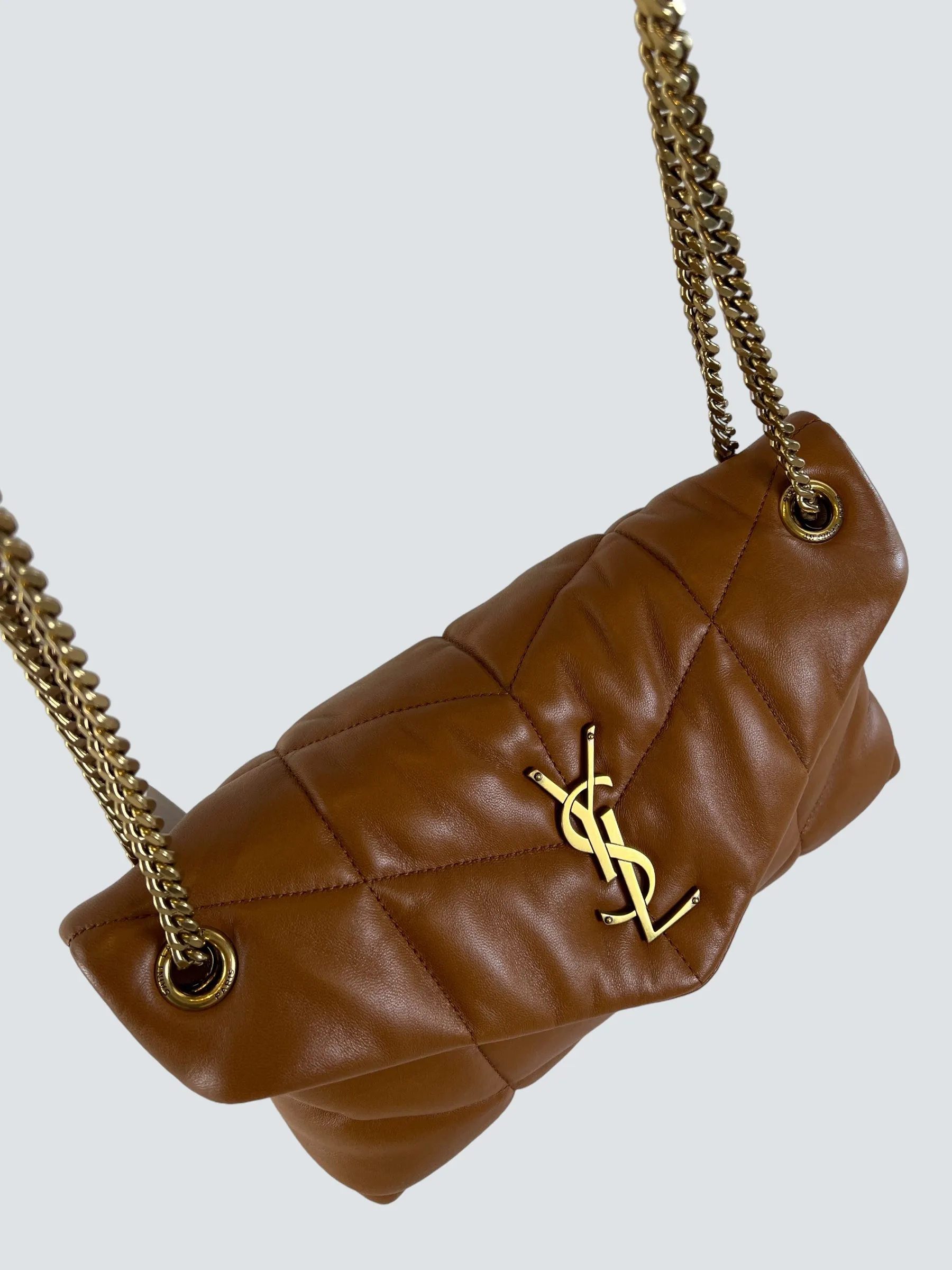 Saint Laurent Tan Nappa Leather Small Puffer Crossbody