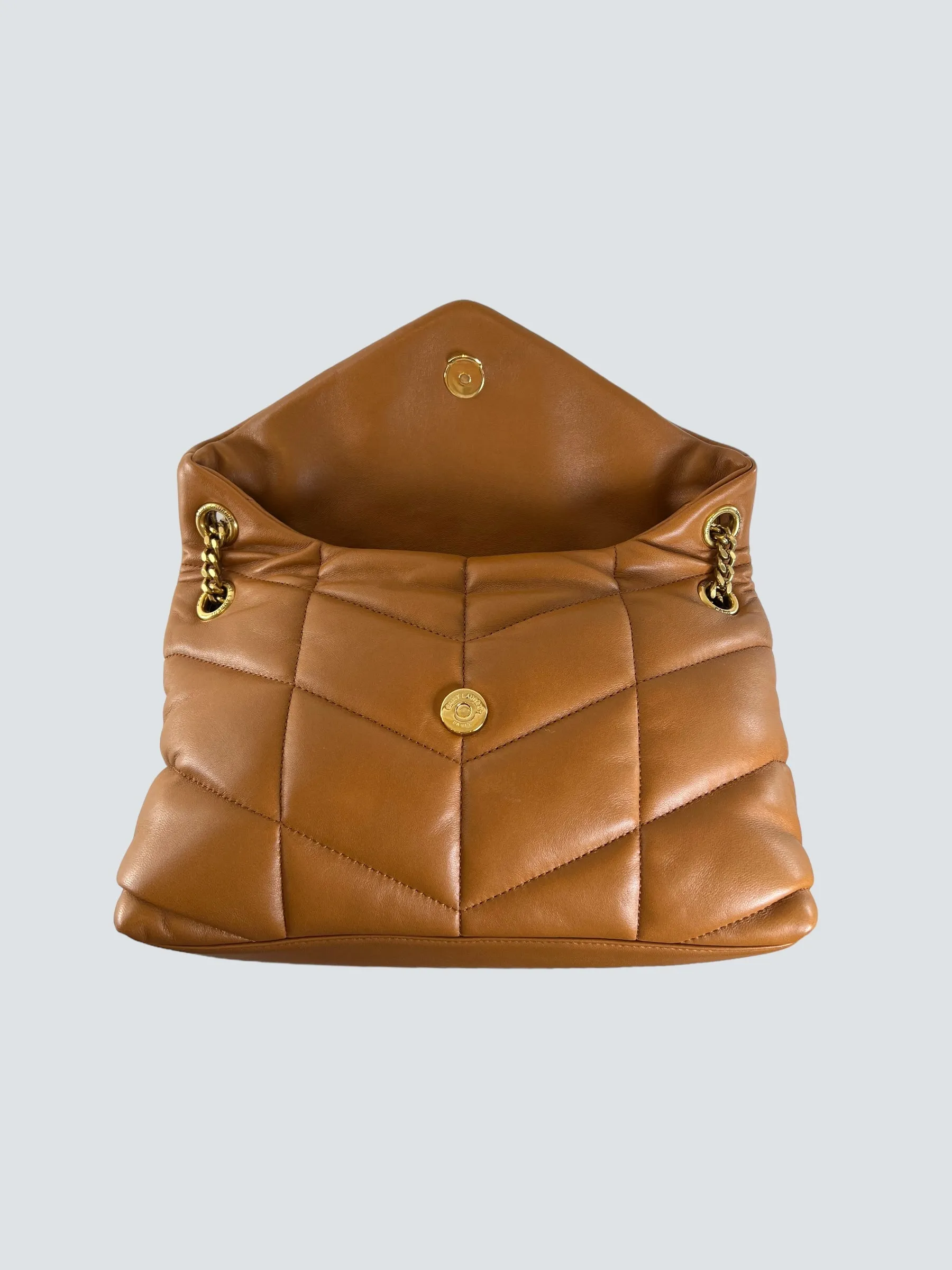 Saint Laurent Tan Nappa Leather Small Puffer Crossbody