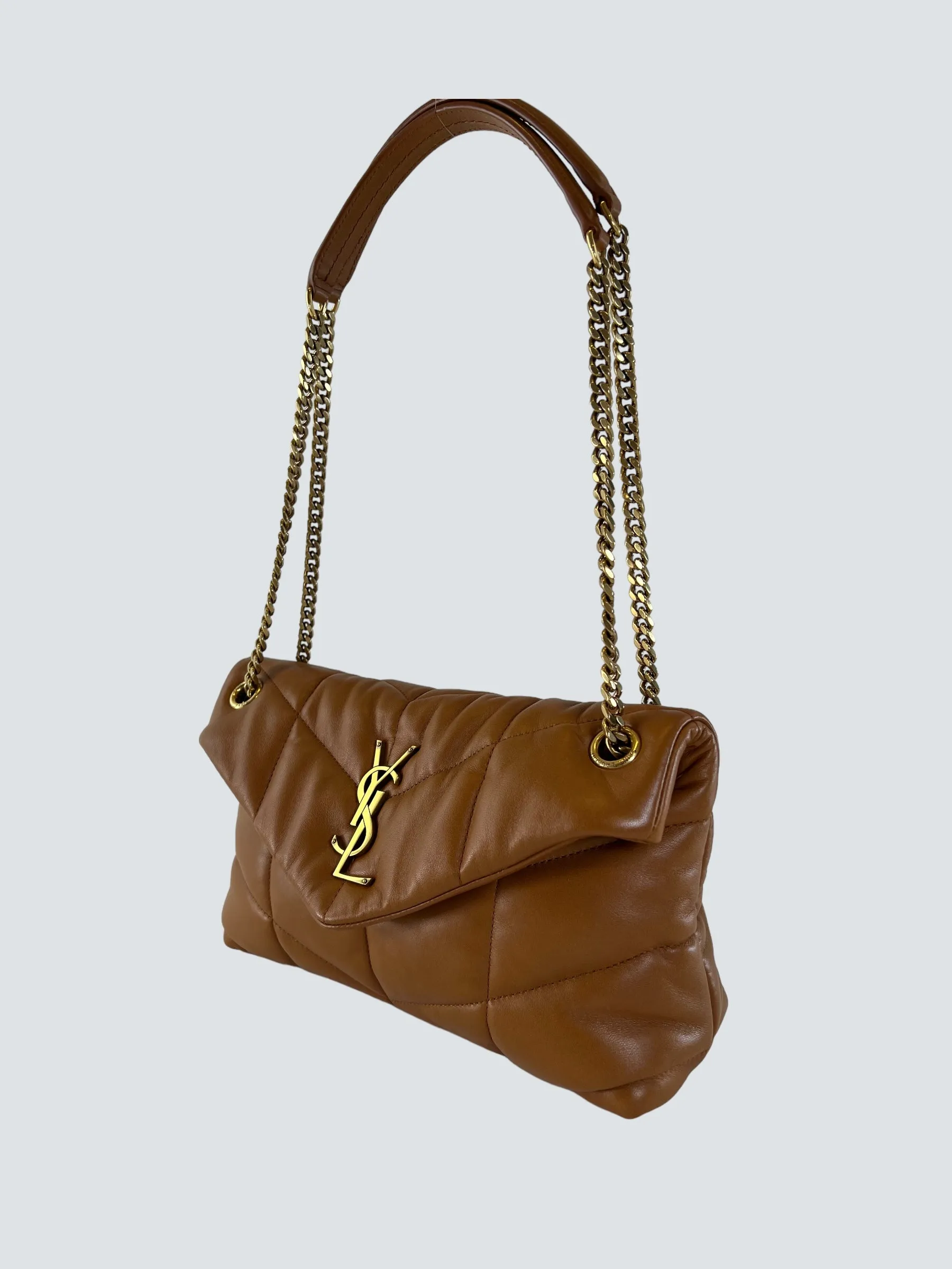 Saint Laurent Tan Nappa Leather Small Puffer Crossbody