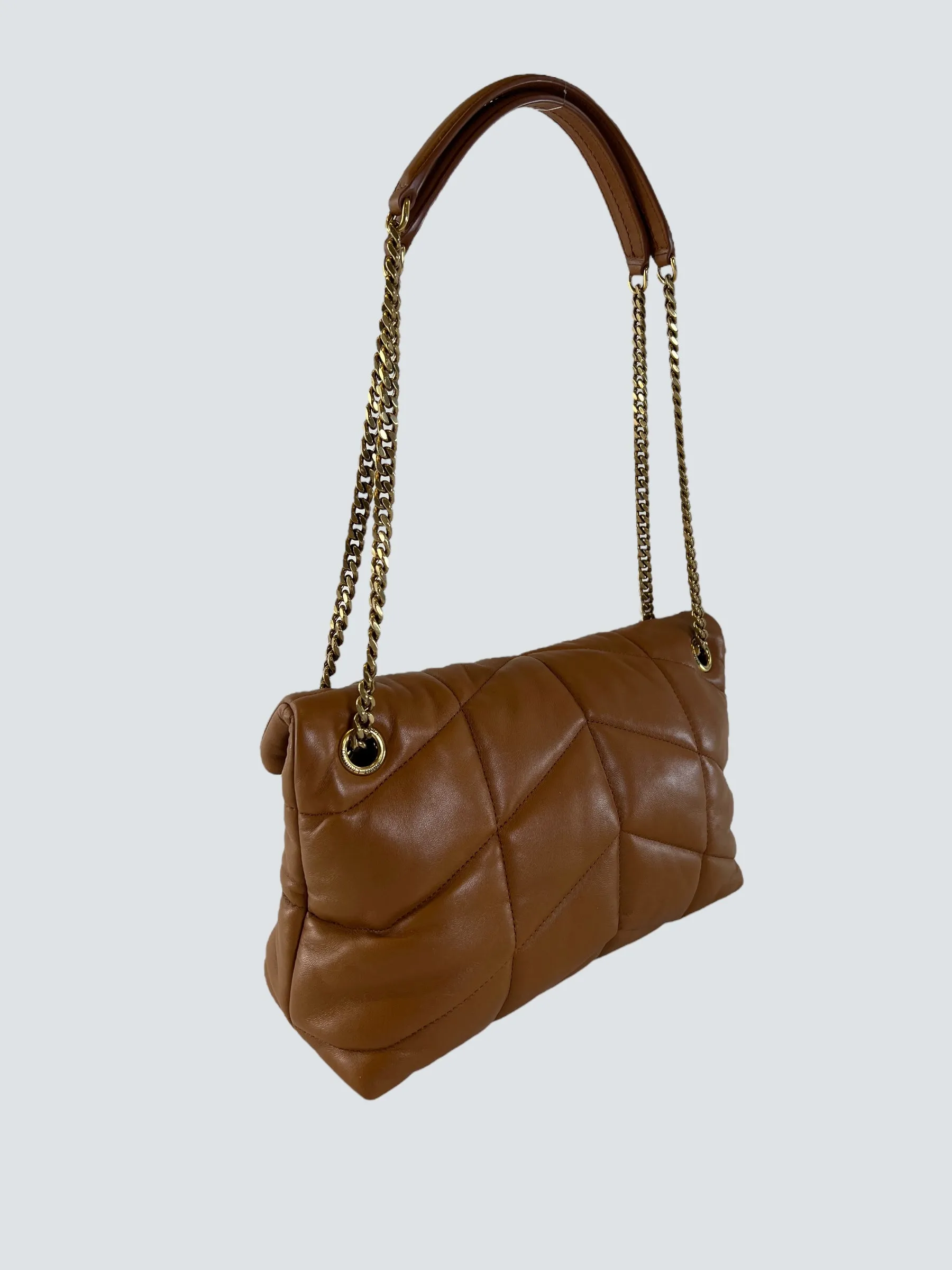 Saint Laurent Tan Nappa Leather Small Puffer Crossbody