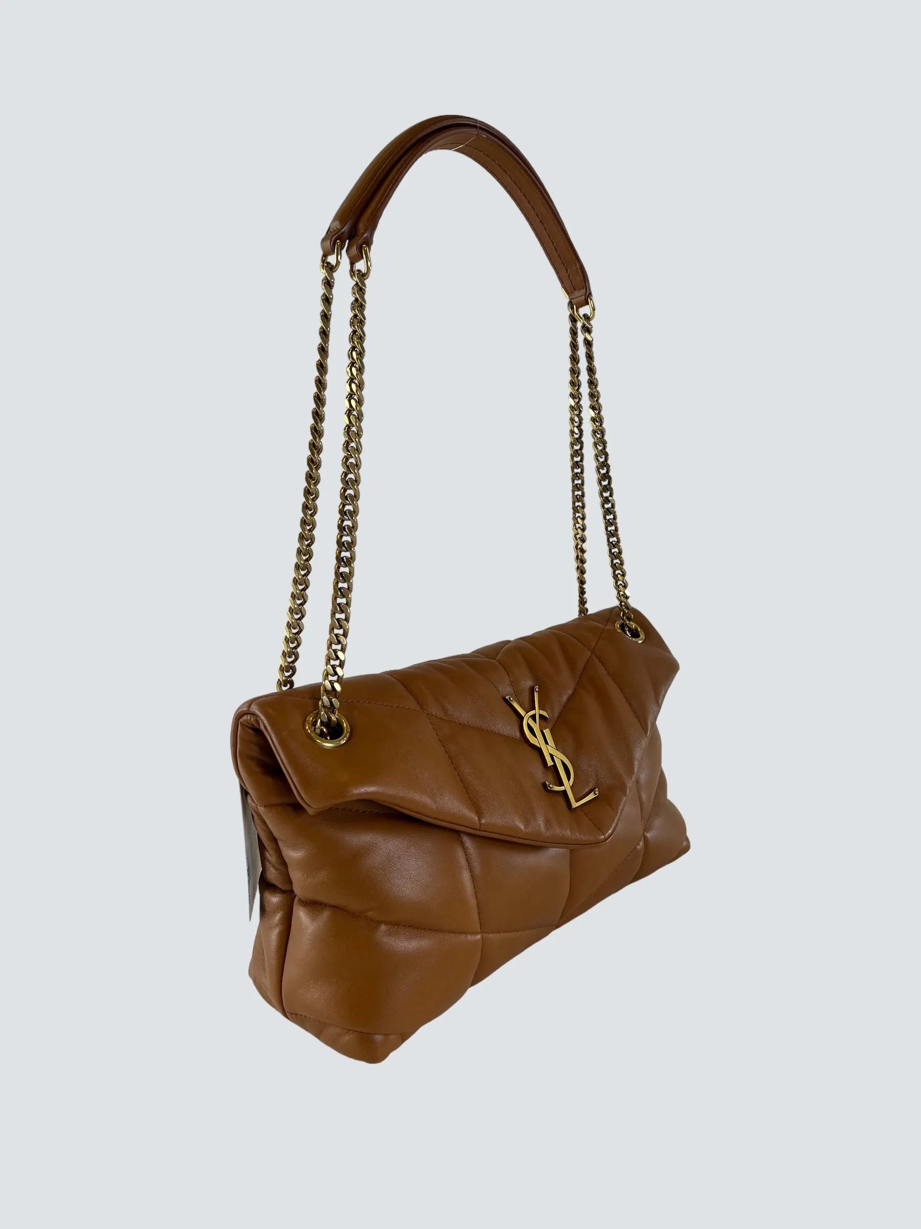 Saint Laurent Tan Nappa Leather Small Puffer Crossbody