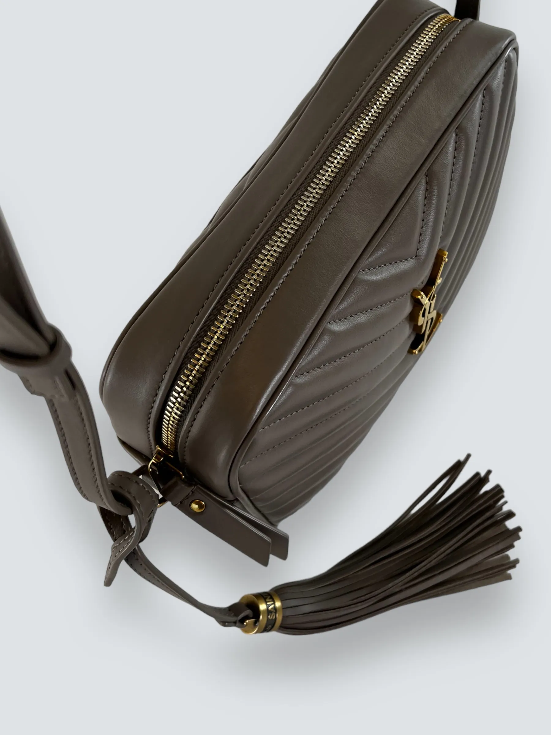 Saint Laurent Taupe Quilted Leather Lou Camera Bag