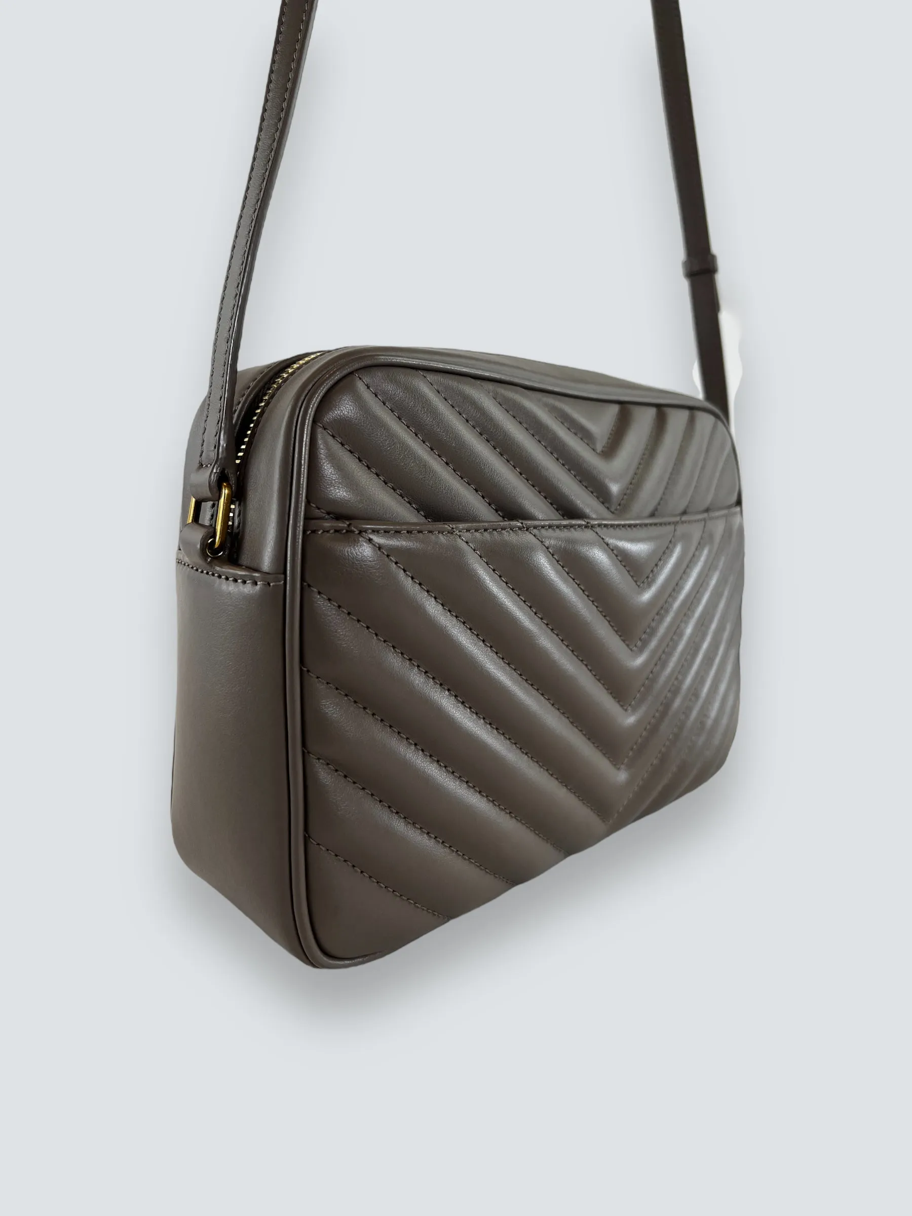 Saint Laurent Taupe Quilted Leather Lou Camera Bag