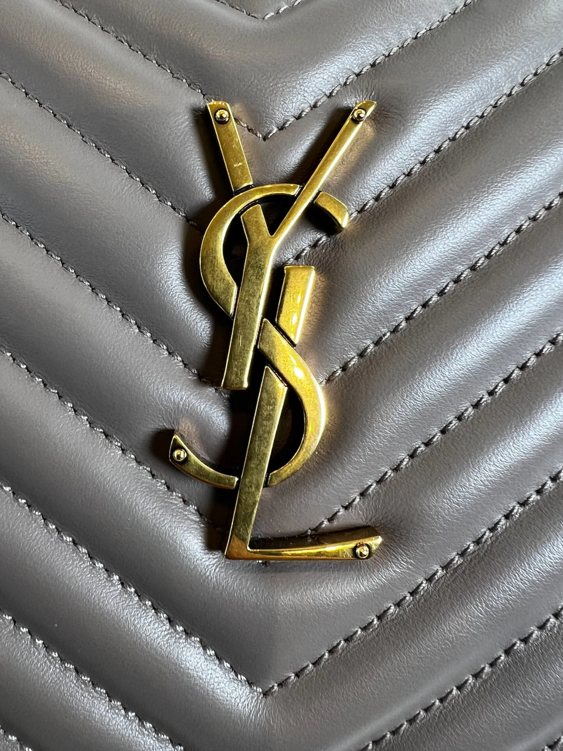 Saint Laurent Taupe Quilted Leather Lou Camera Bag