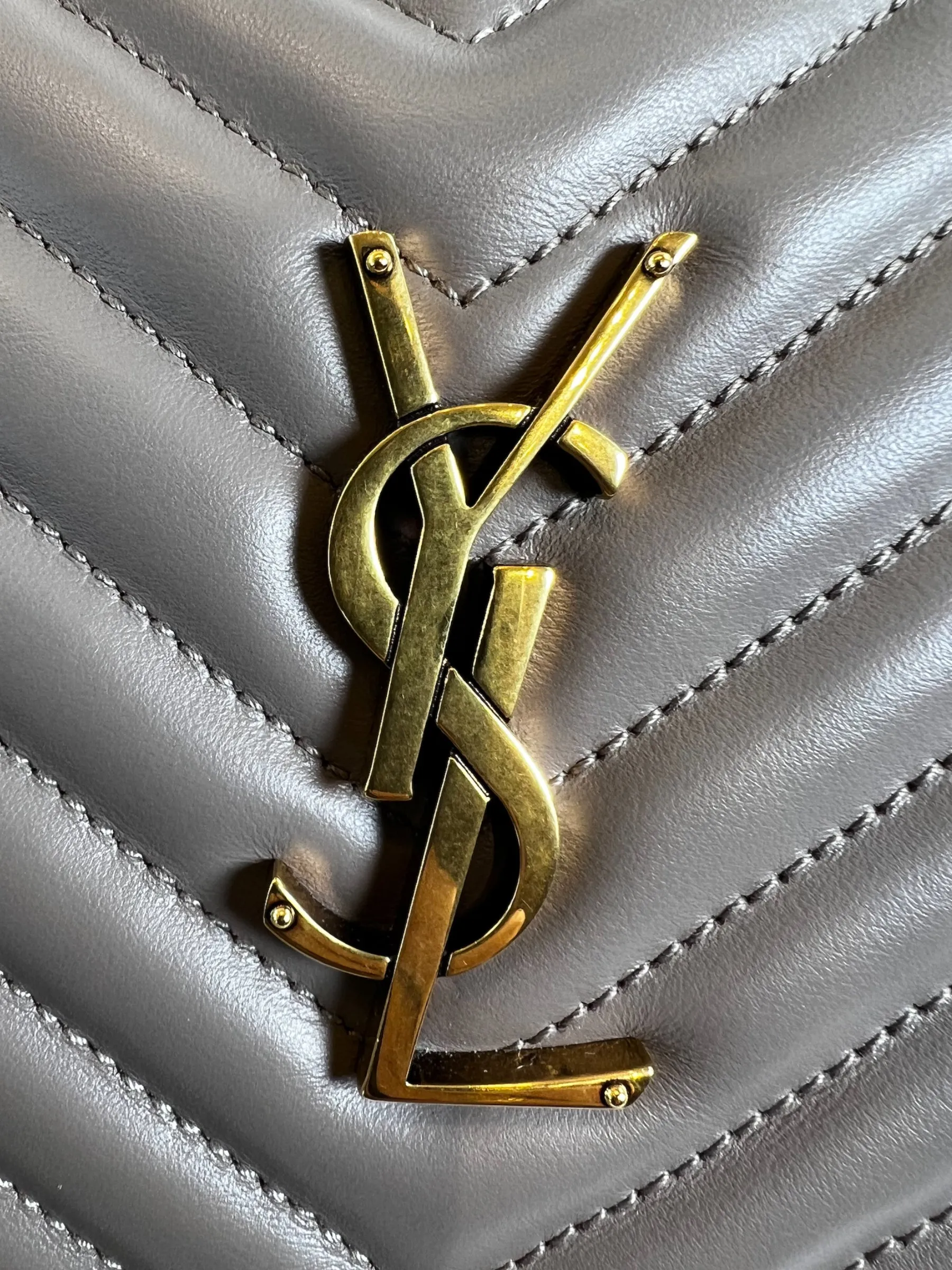 Saint Laurent Taupe Quilted Leather Lou Camera Bag