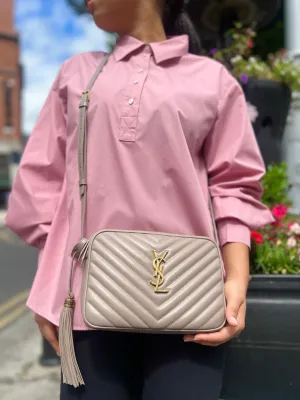 Saint Laurent Taupe Quilted Leather Lou Camera Bag