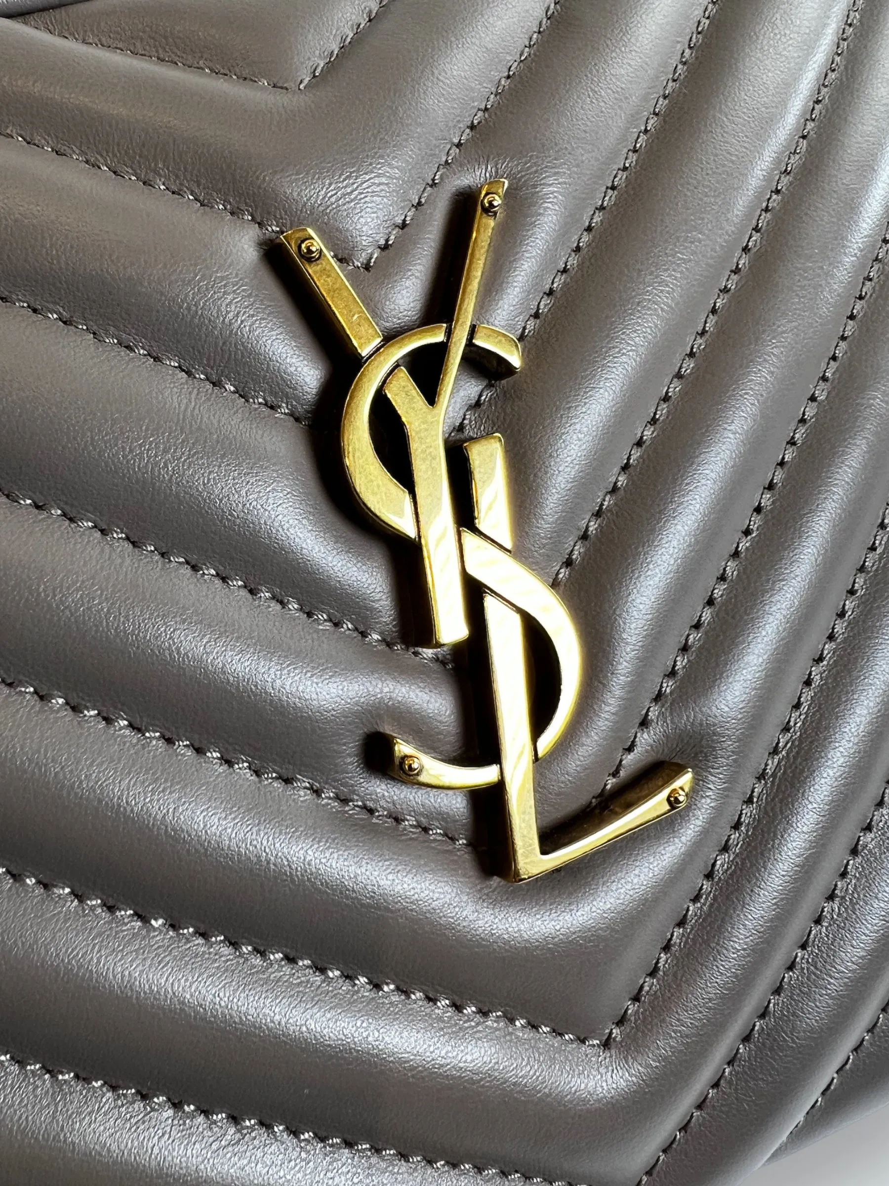 Saint Laurent Taupe Quilted Leather Lou Camera Bag
