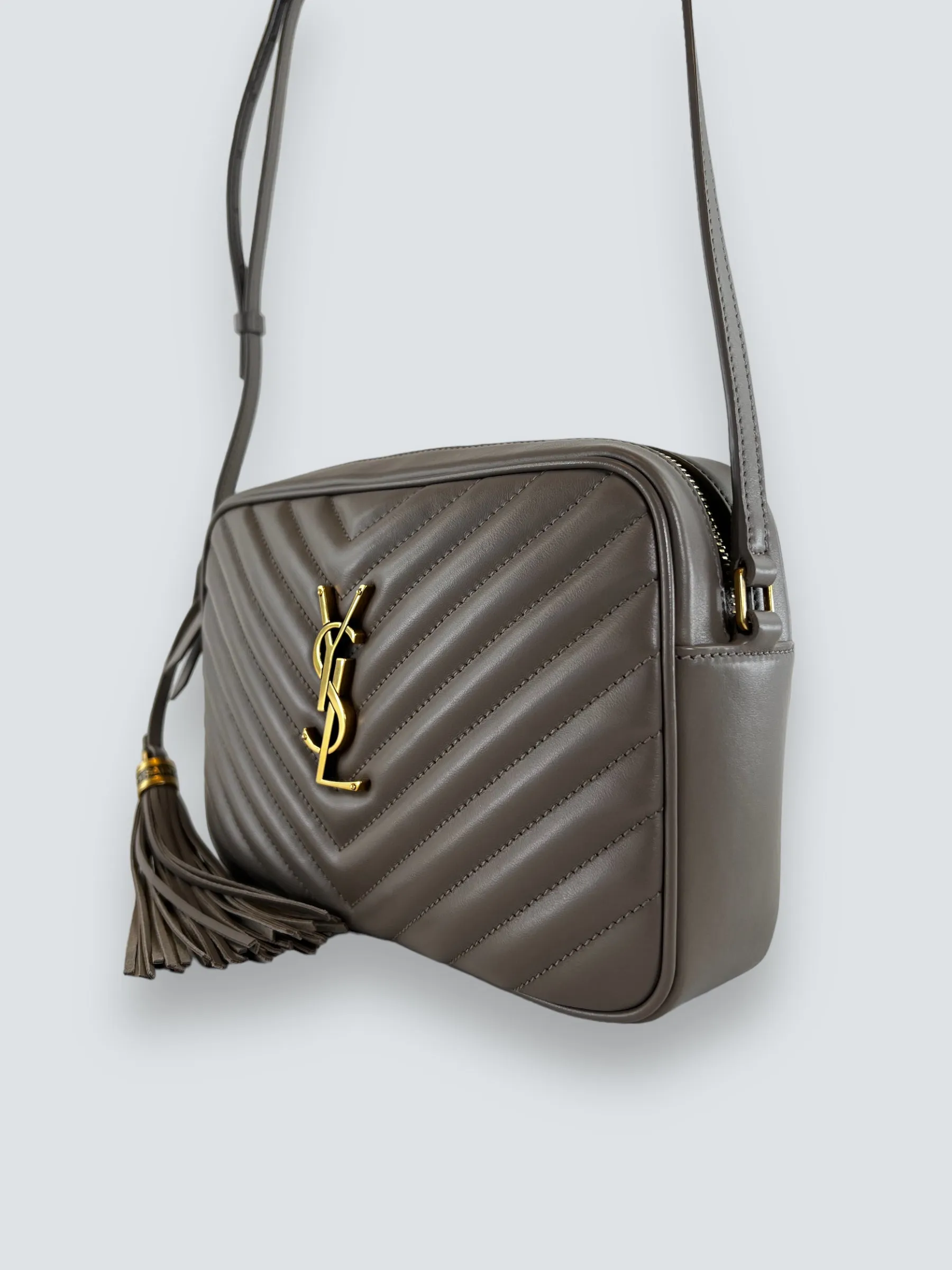Saint Laurent Taupe Quilted Leather Lou Camera Bag