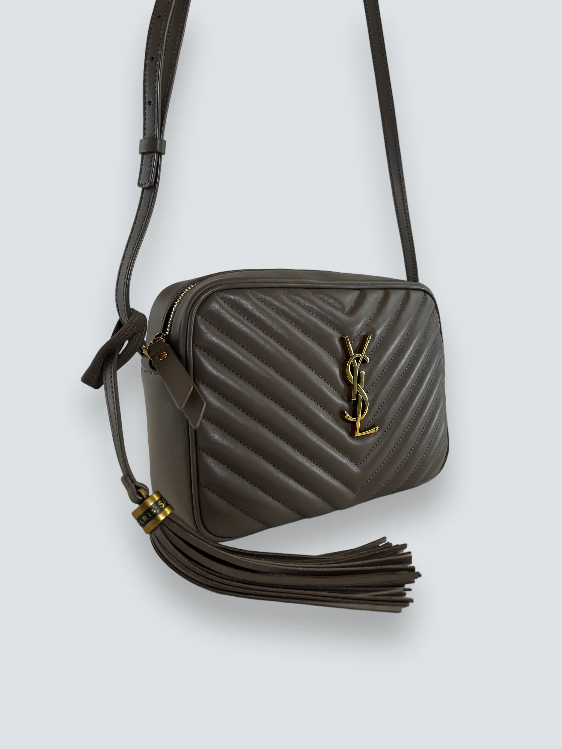 Saint Laurent Taupe Quilted Leather Lou Camera Bag