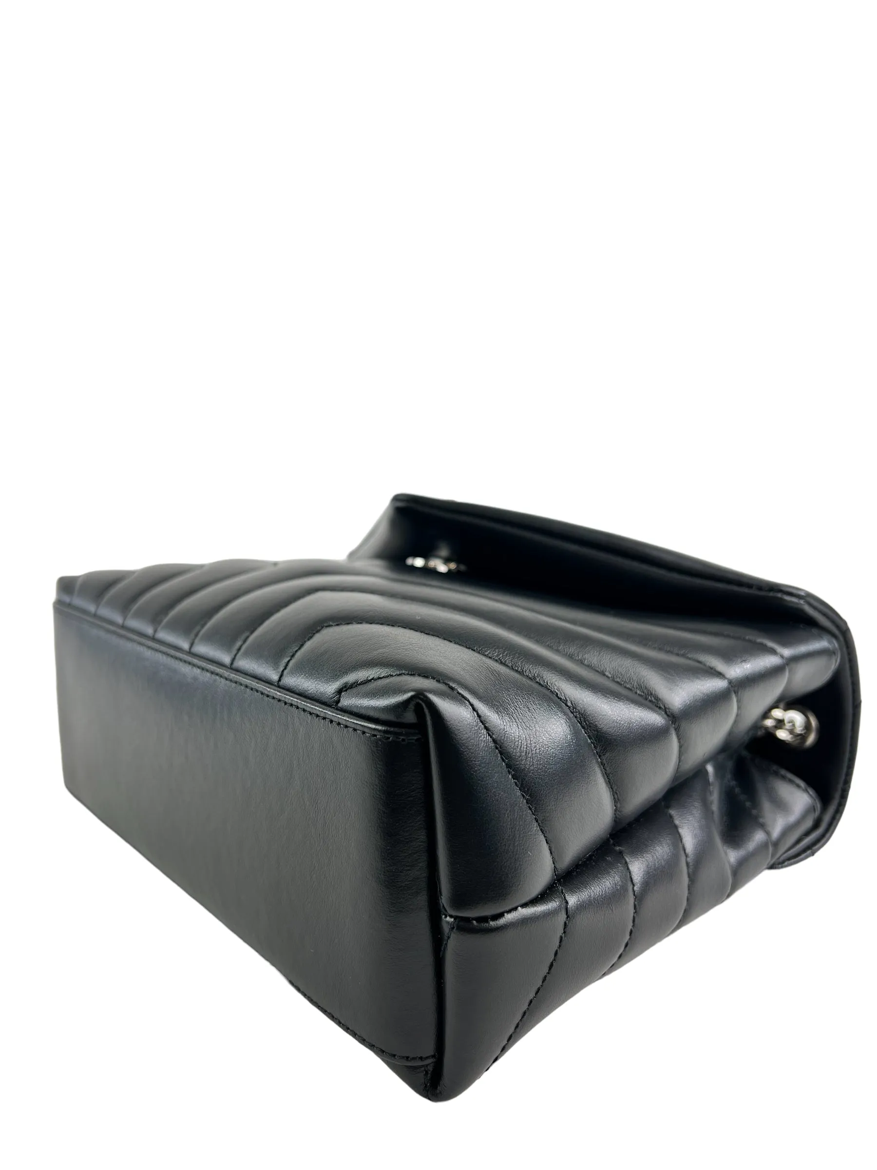 Saint Laurent / YSL Black Chevron Leather Lou Lou Crossbody