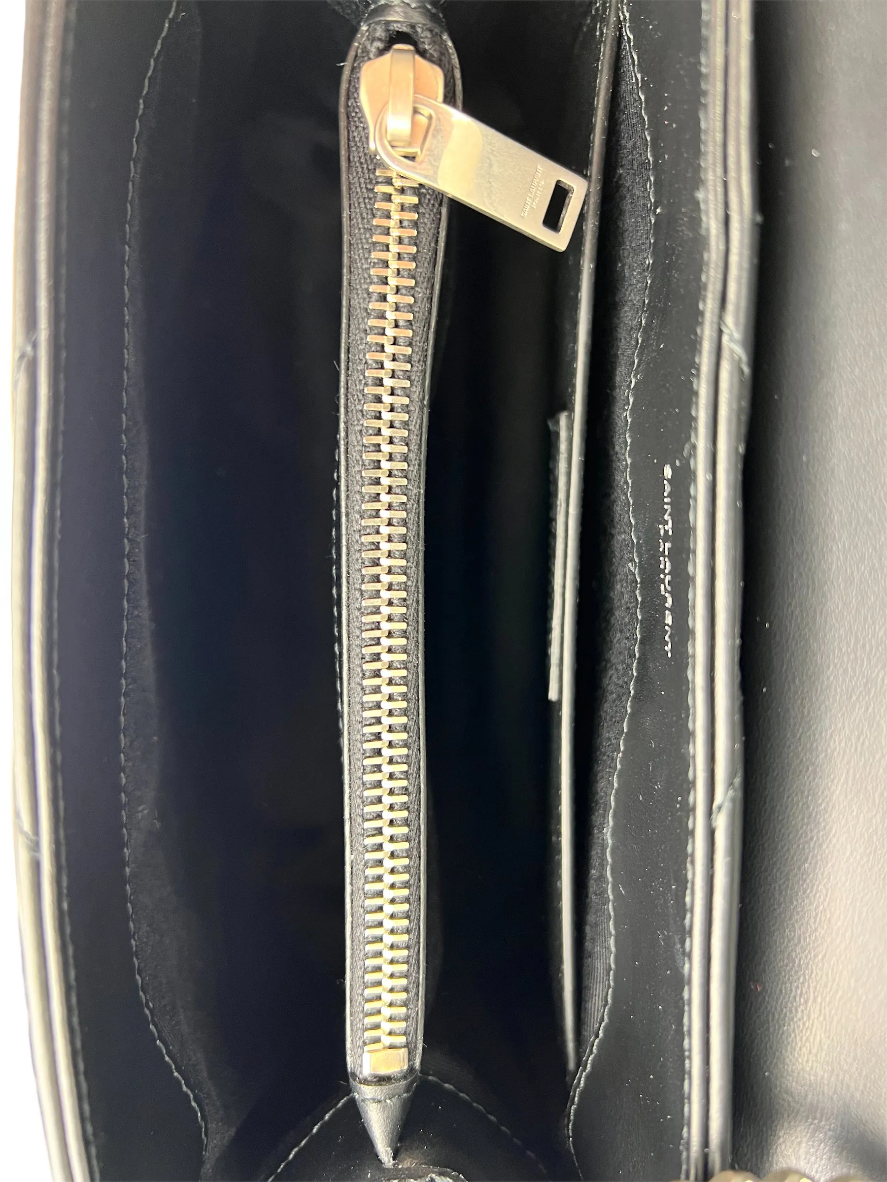Saint Laurent / YSL Black Chevron Leather Lou Lou Crossbody