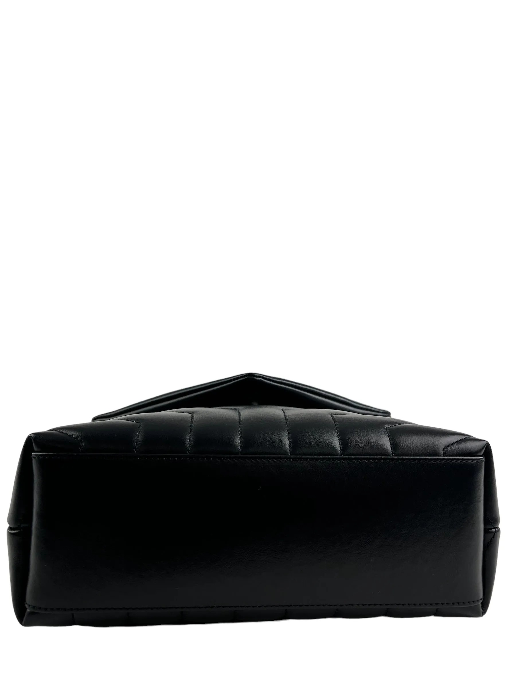 Saint Laurent / YSL Black Chevron Leather Lou Lou Crossbody