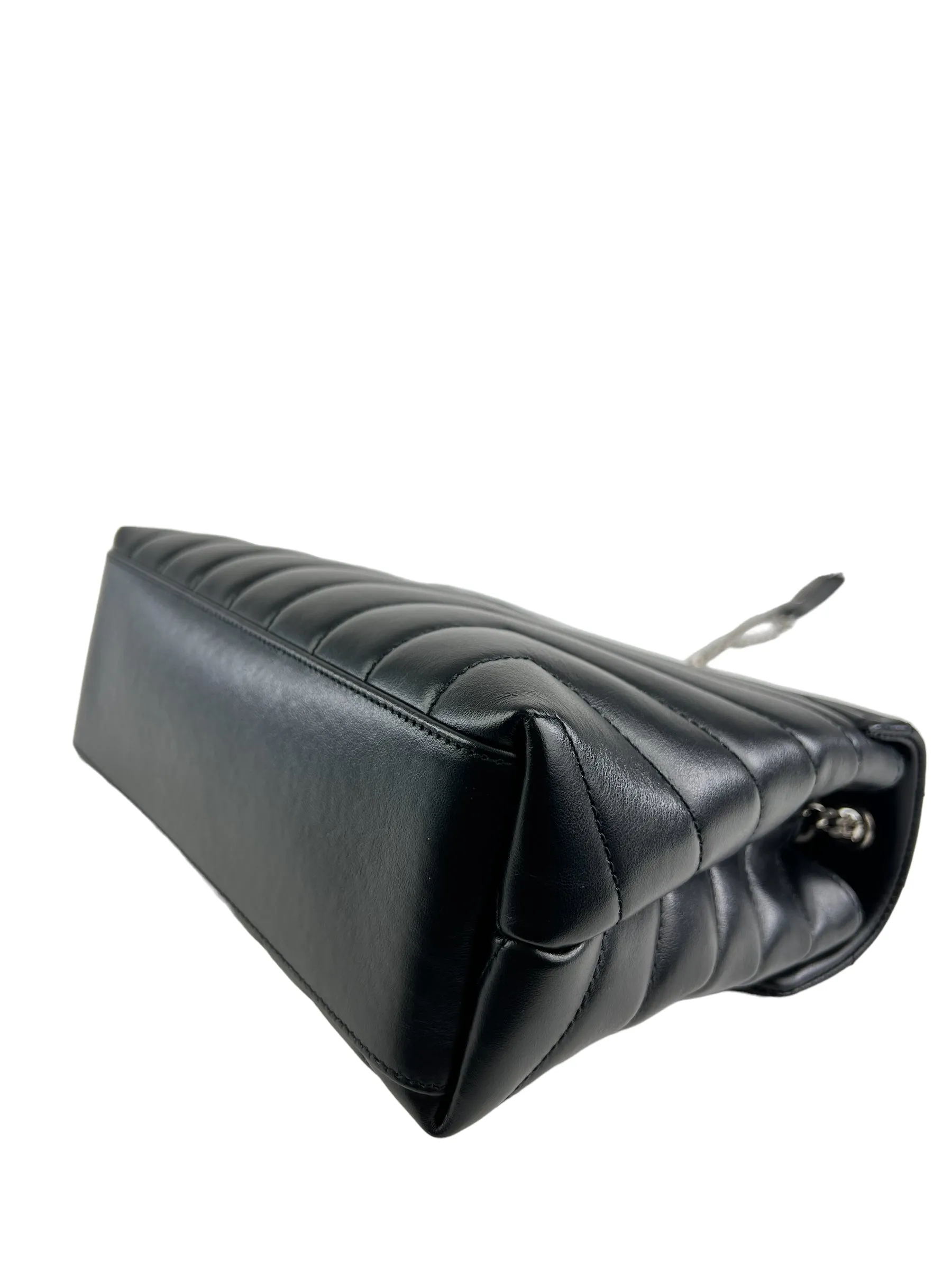 Saint Laurent / YSL Black Chevron Leather Lou Lou Crossbody