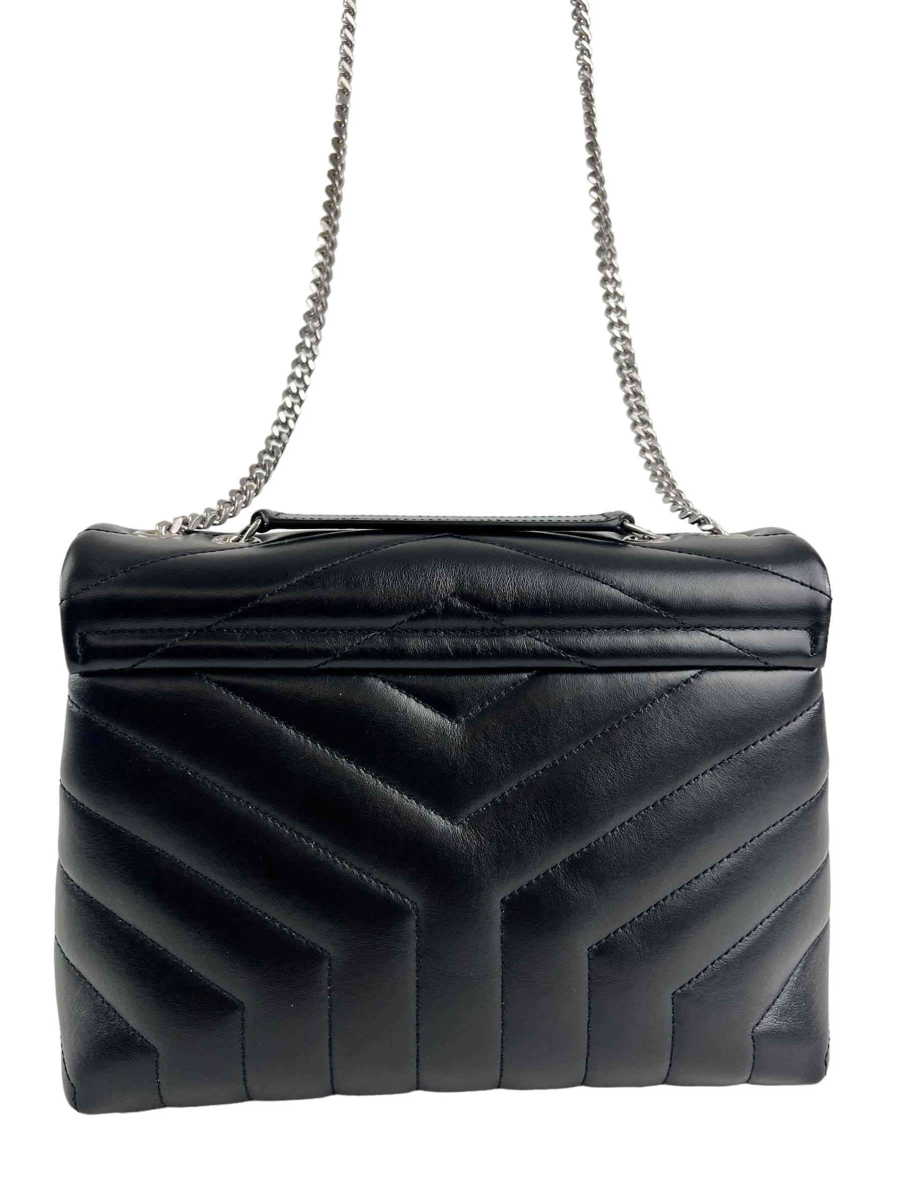 Saint Laurent / YSL Black Chevron Leather Lou Lou Crossbody