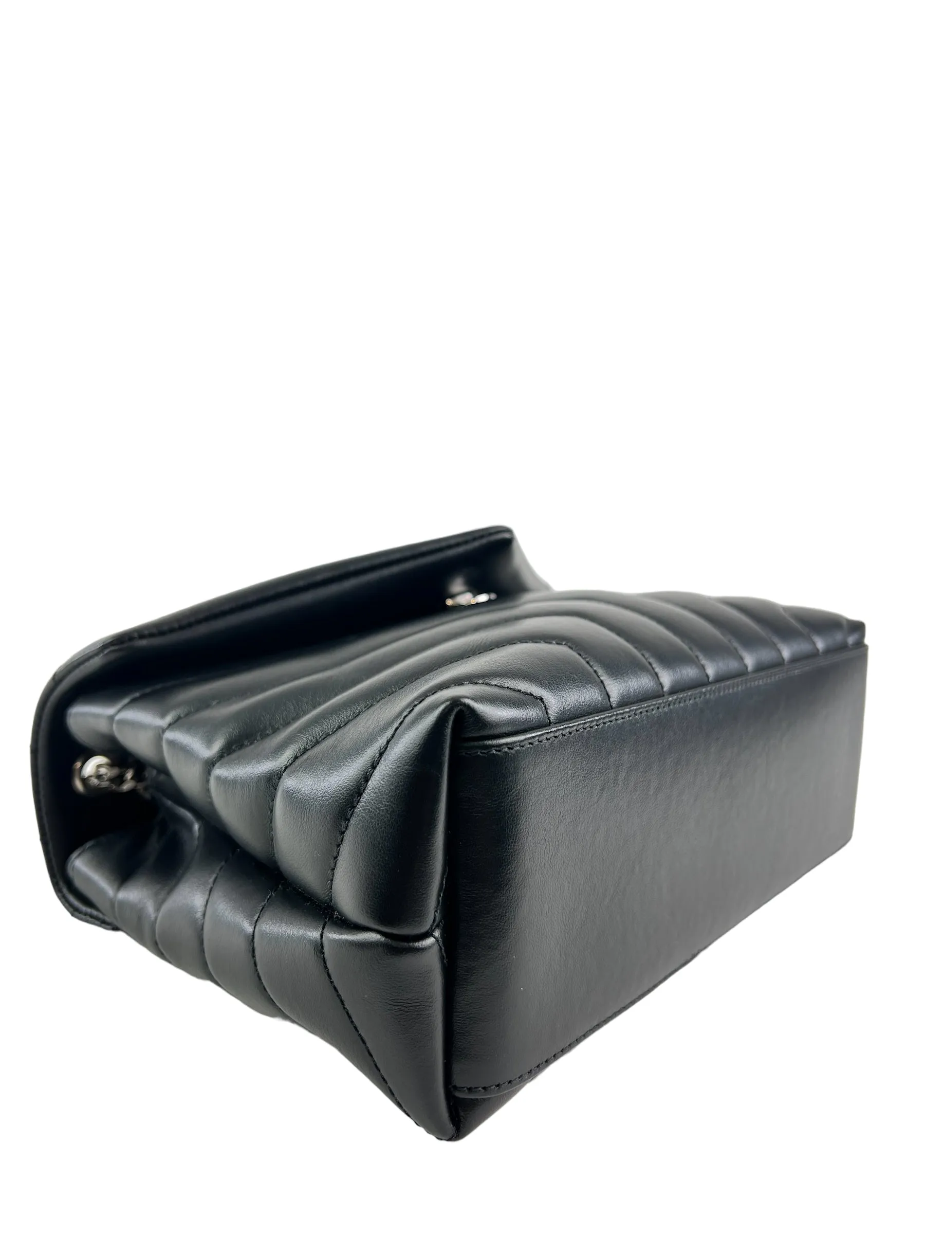 Saint Laurent / YSL Black Chevron Leather Lou Lou Crossbody