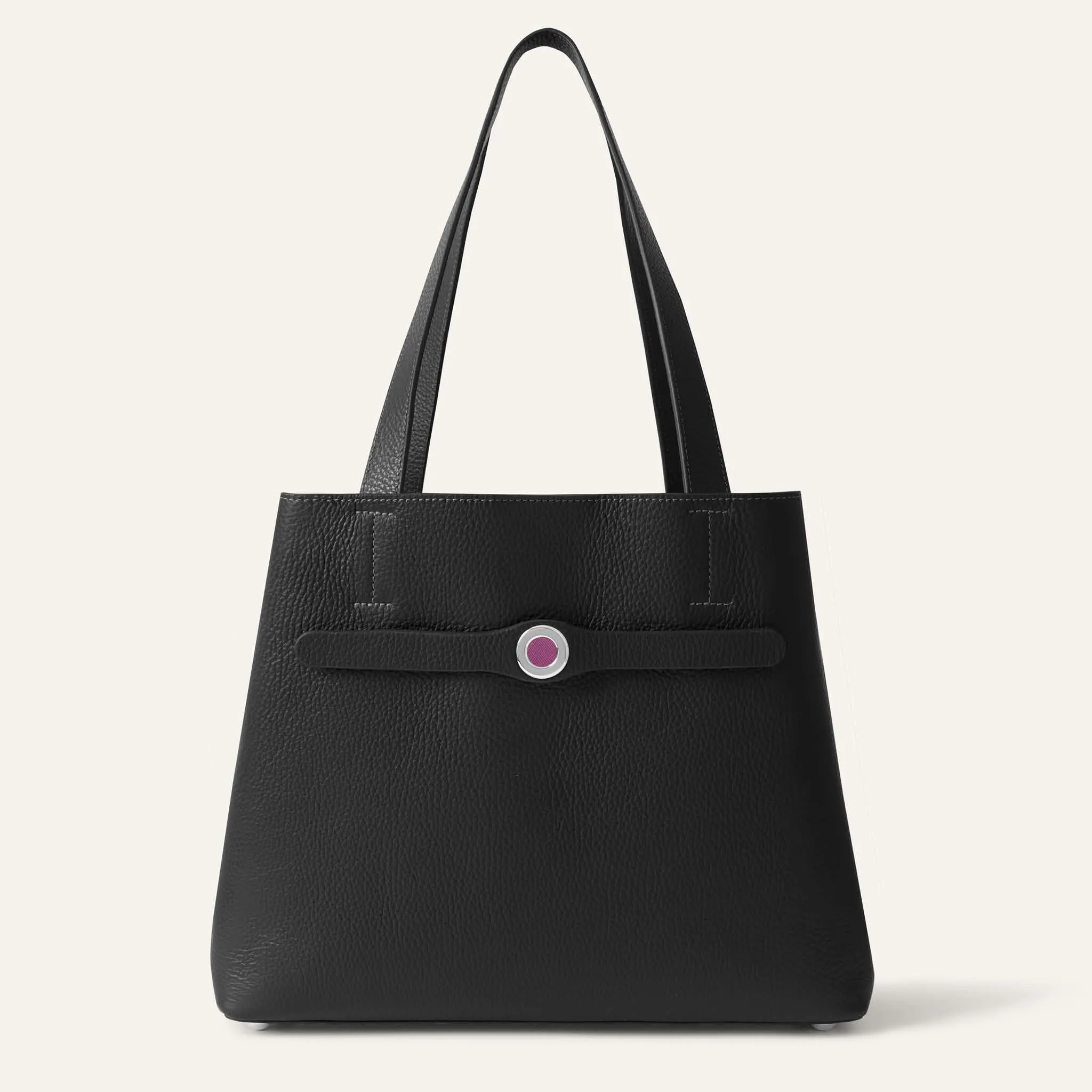 Sarah Tote | Black with Silver hardware