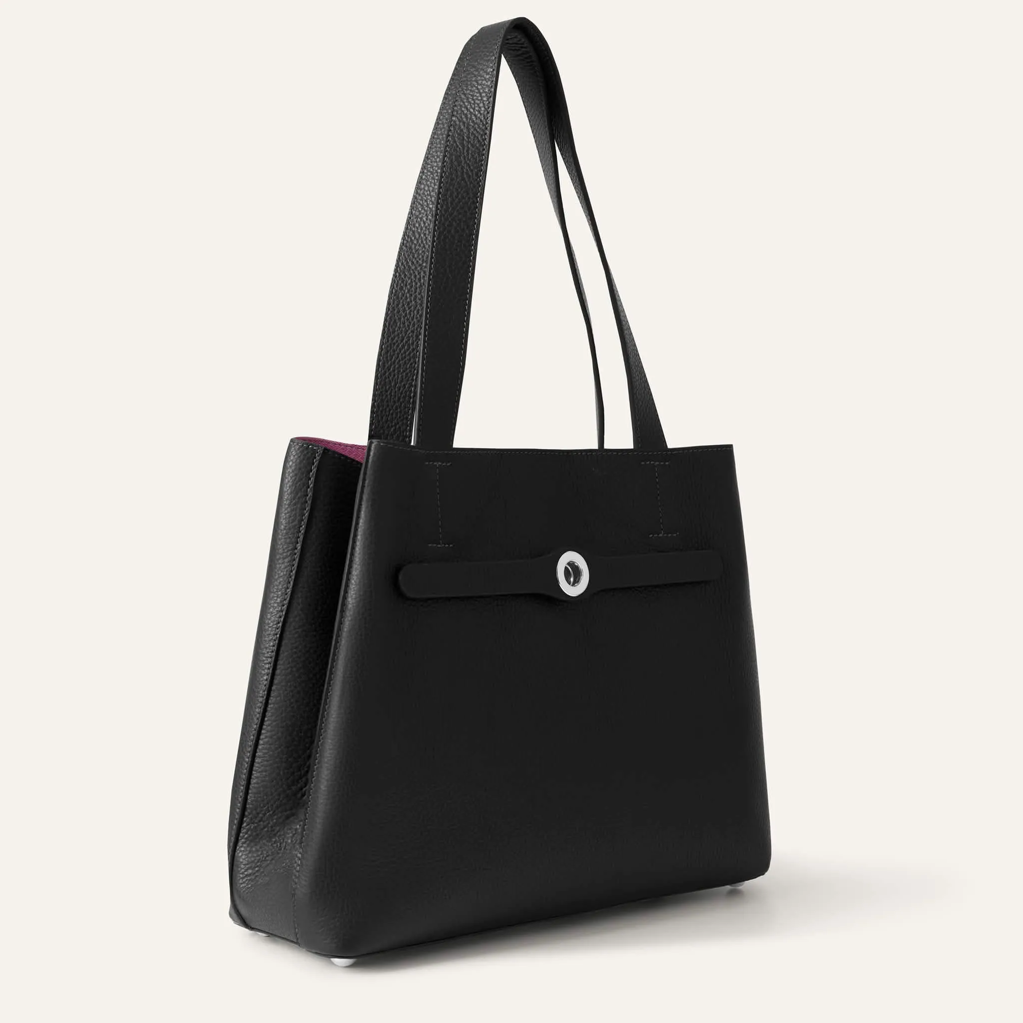 Sarah Tote | Black with Silver hardware