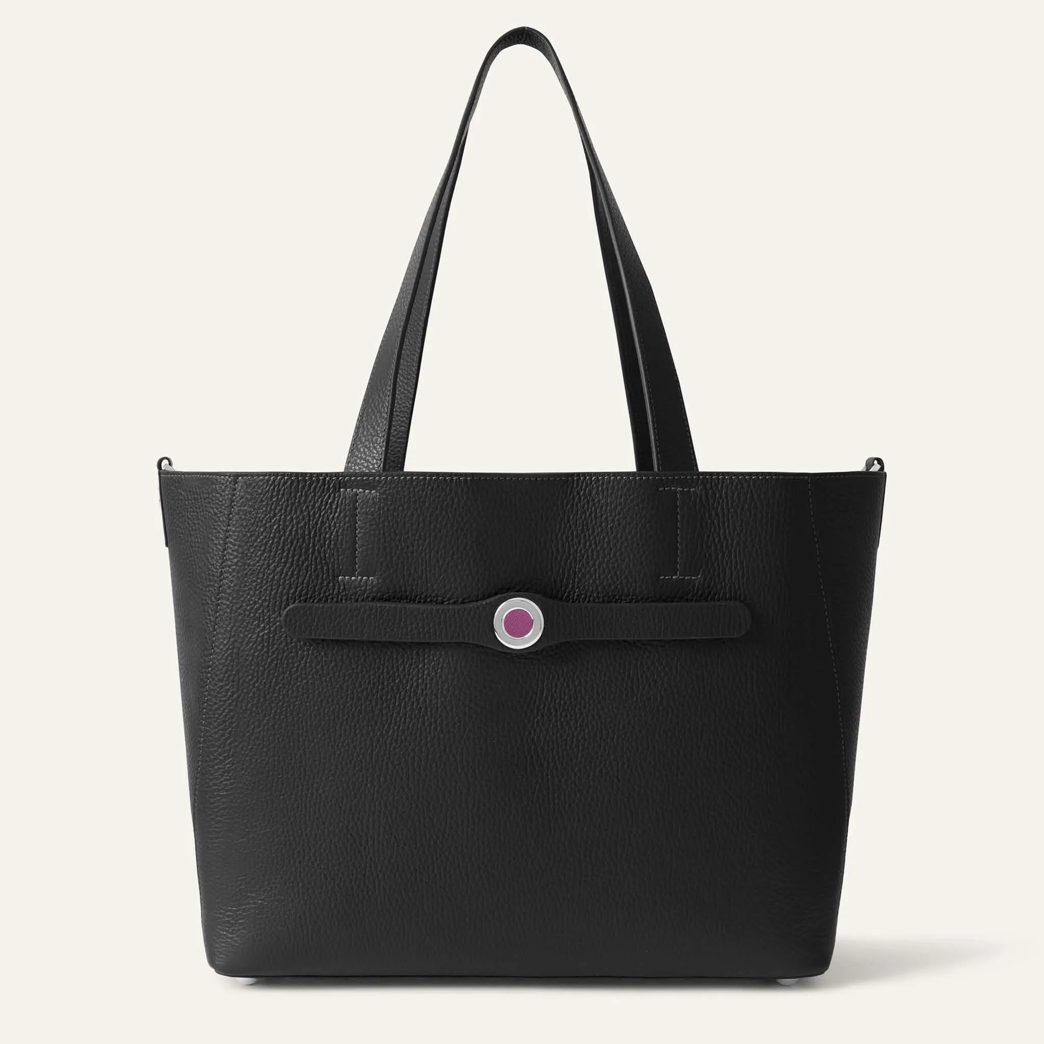 Sarah Tote | Black with Silver hardware
