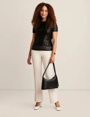 Sequin Mesh Short Sleeve Tee - Sale