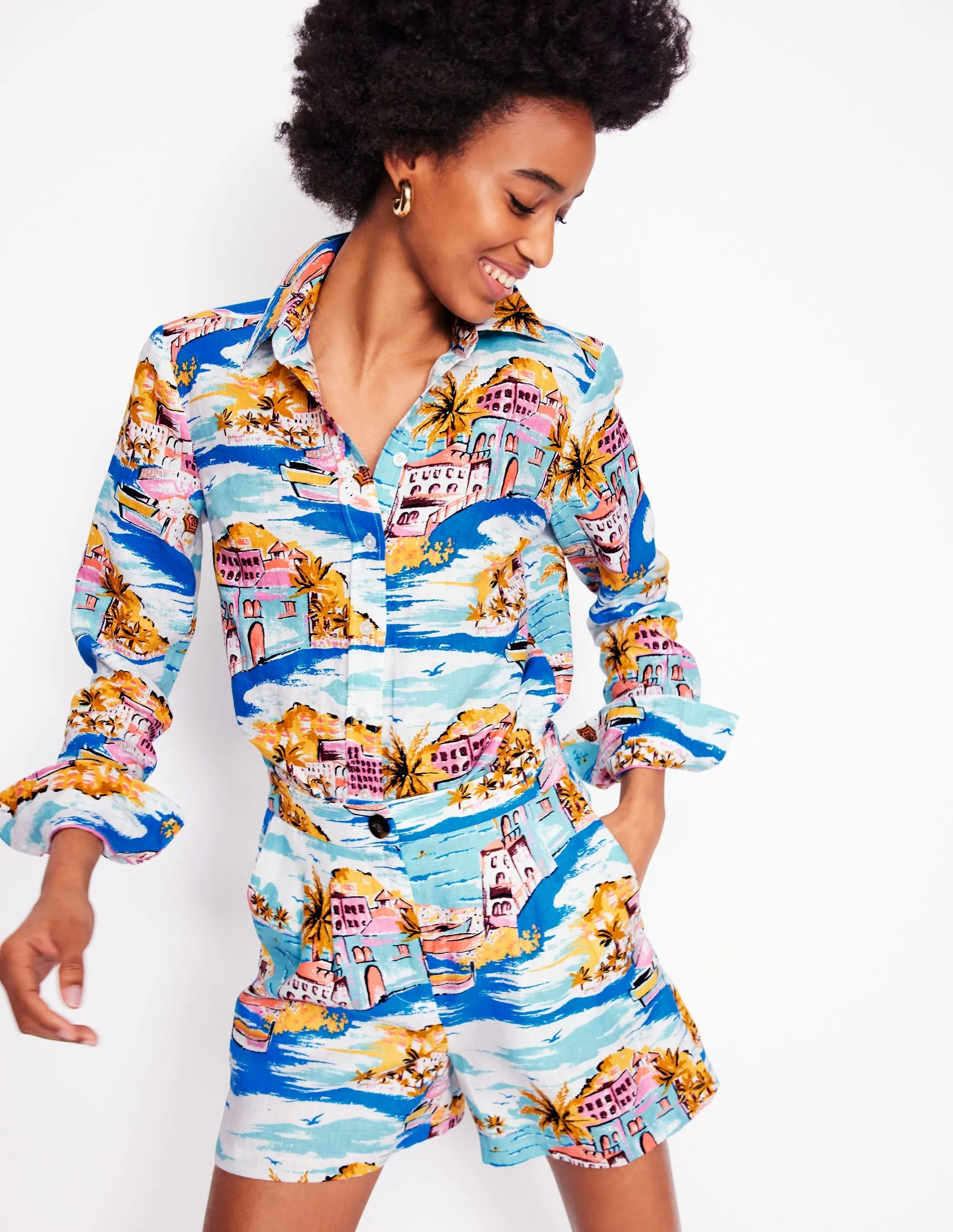 Sienna Linen Shirt-Multi. Paradise Bay