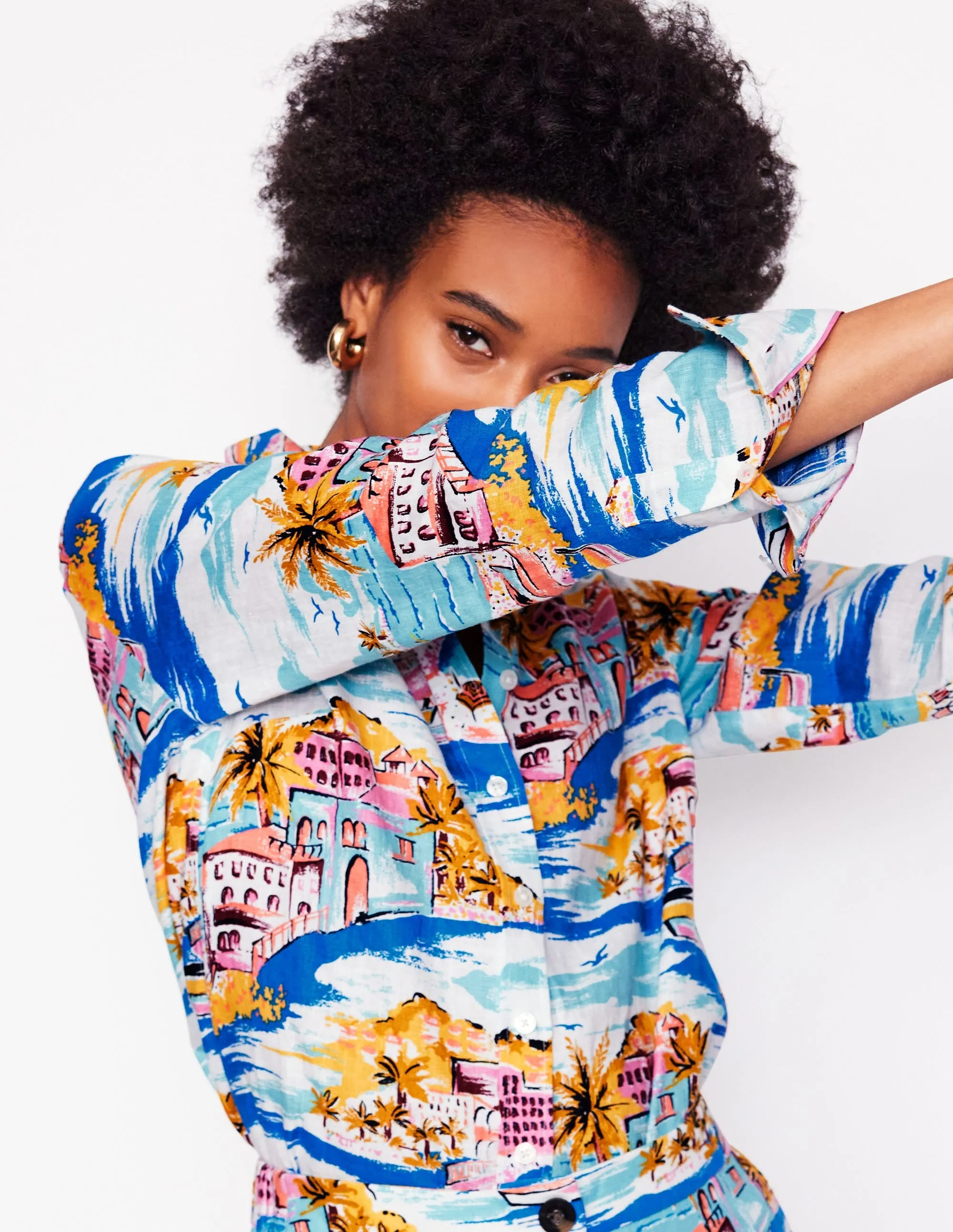 Sienna Linen Shirt-Multi. Paradise Bay