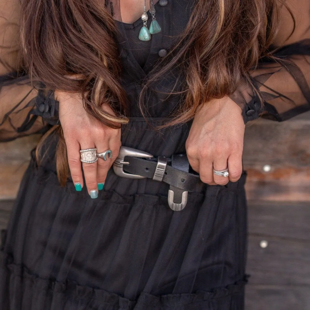 Silver Minimalist Western Belt