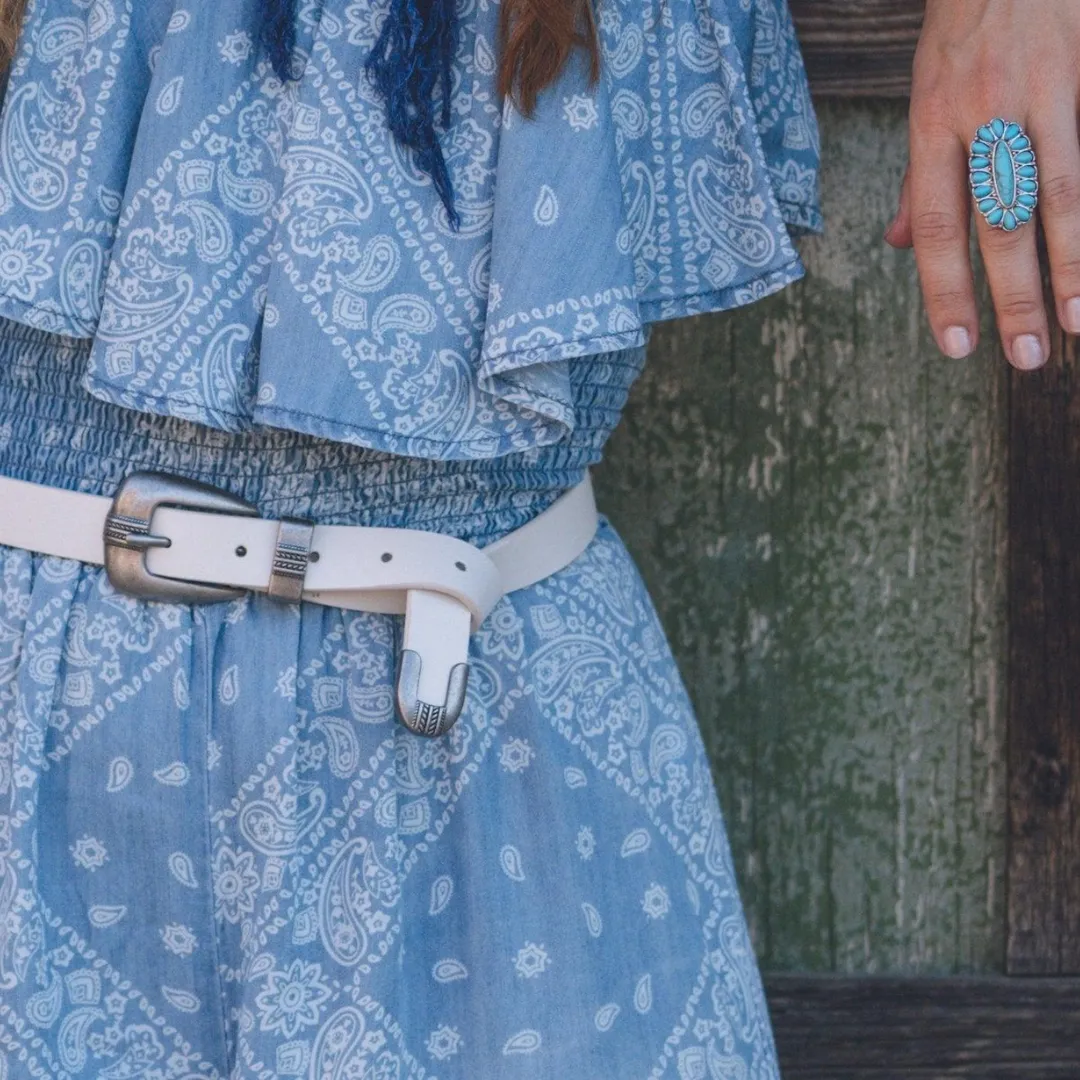 Silver Minimalist Western Belt