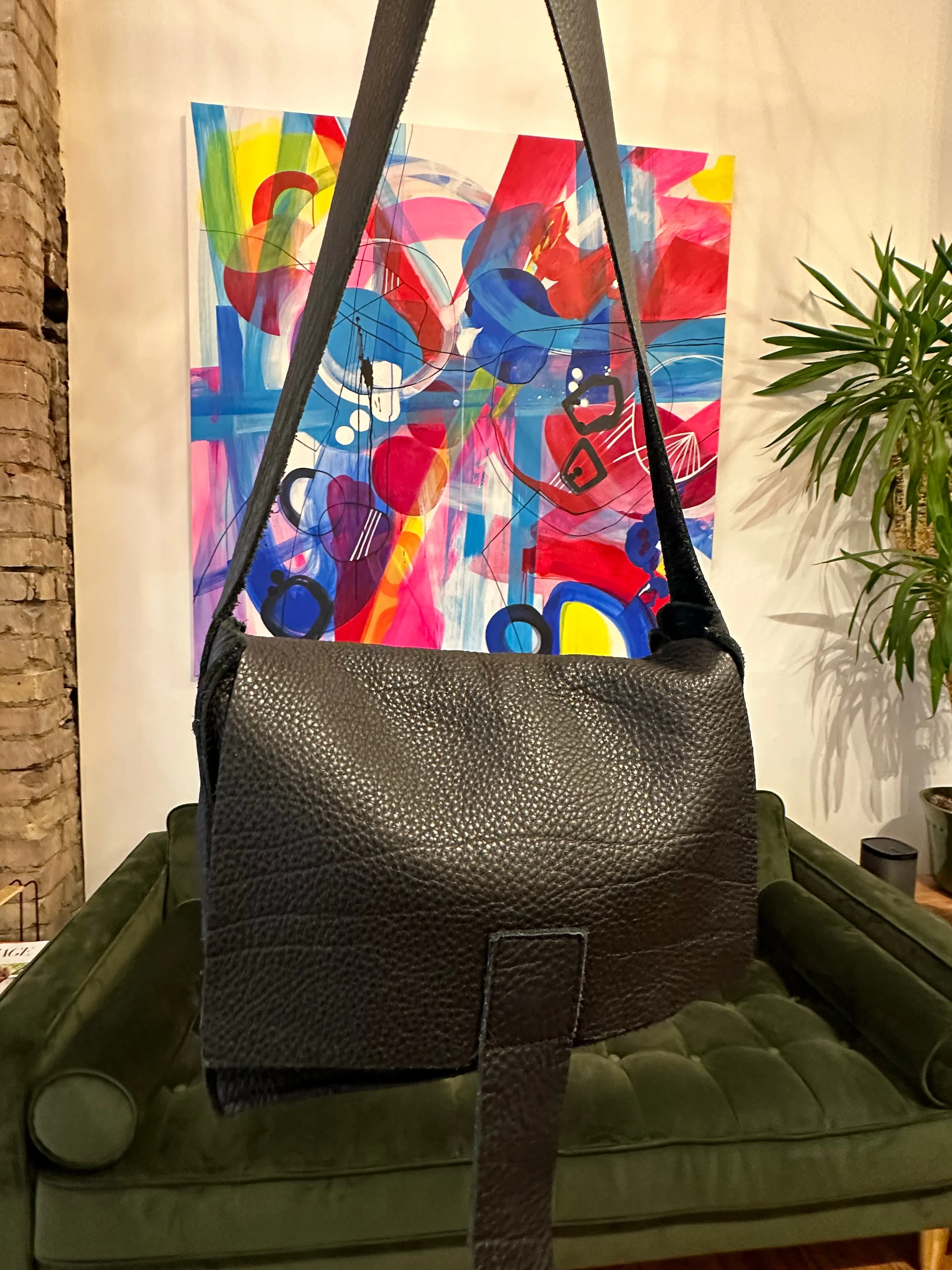 Stable Ireland Black Leather Crossbody