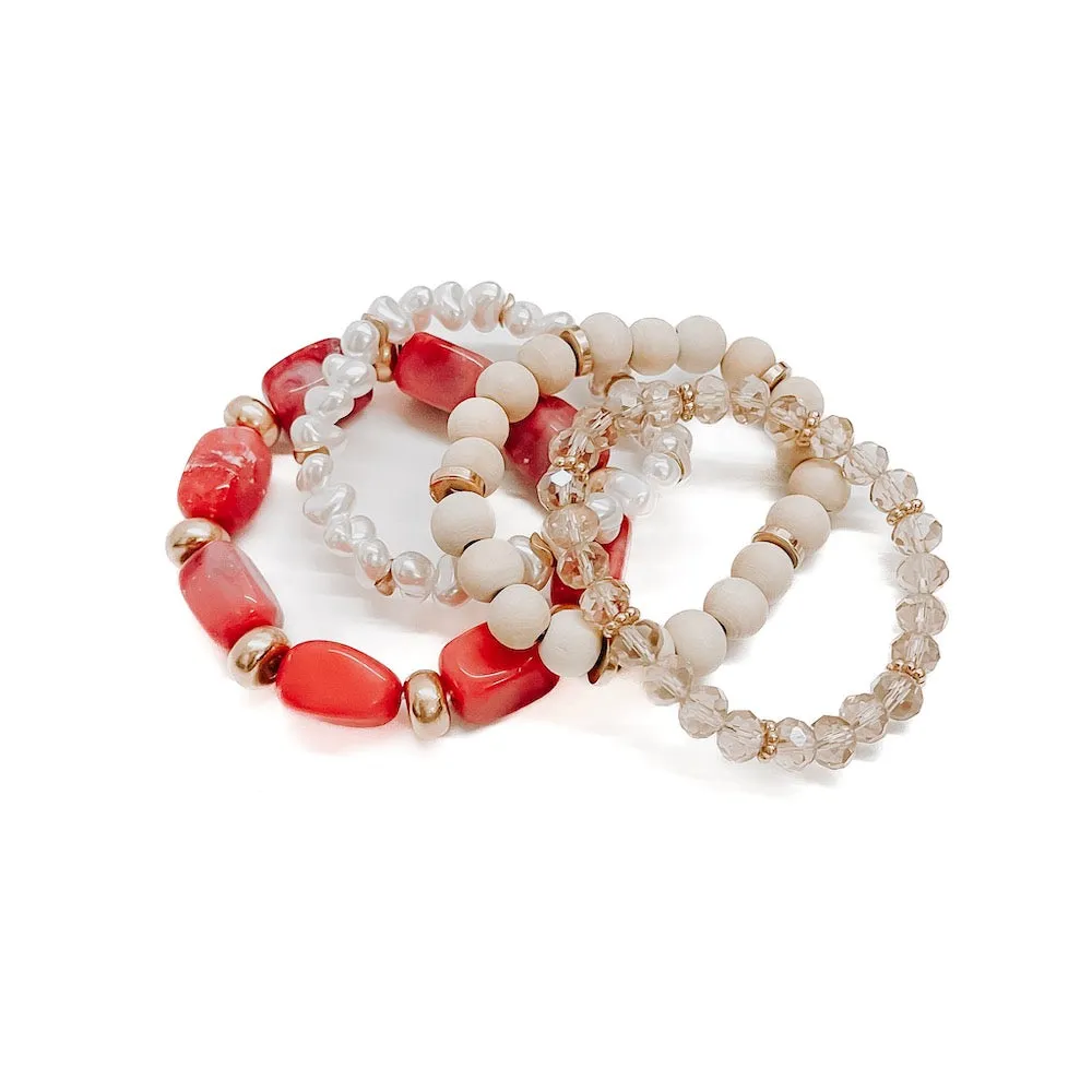 Stone Sunrise Combo Beaded Bracelet Set