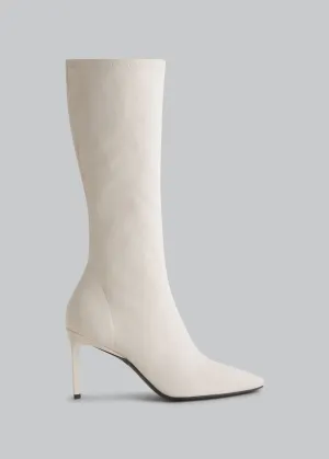 Stretch High Heel Boot - Ivory