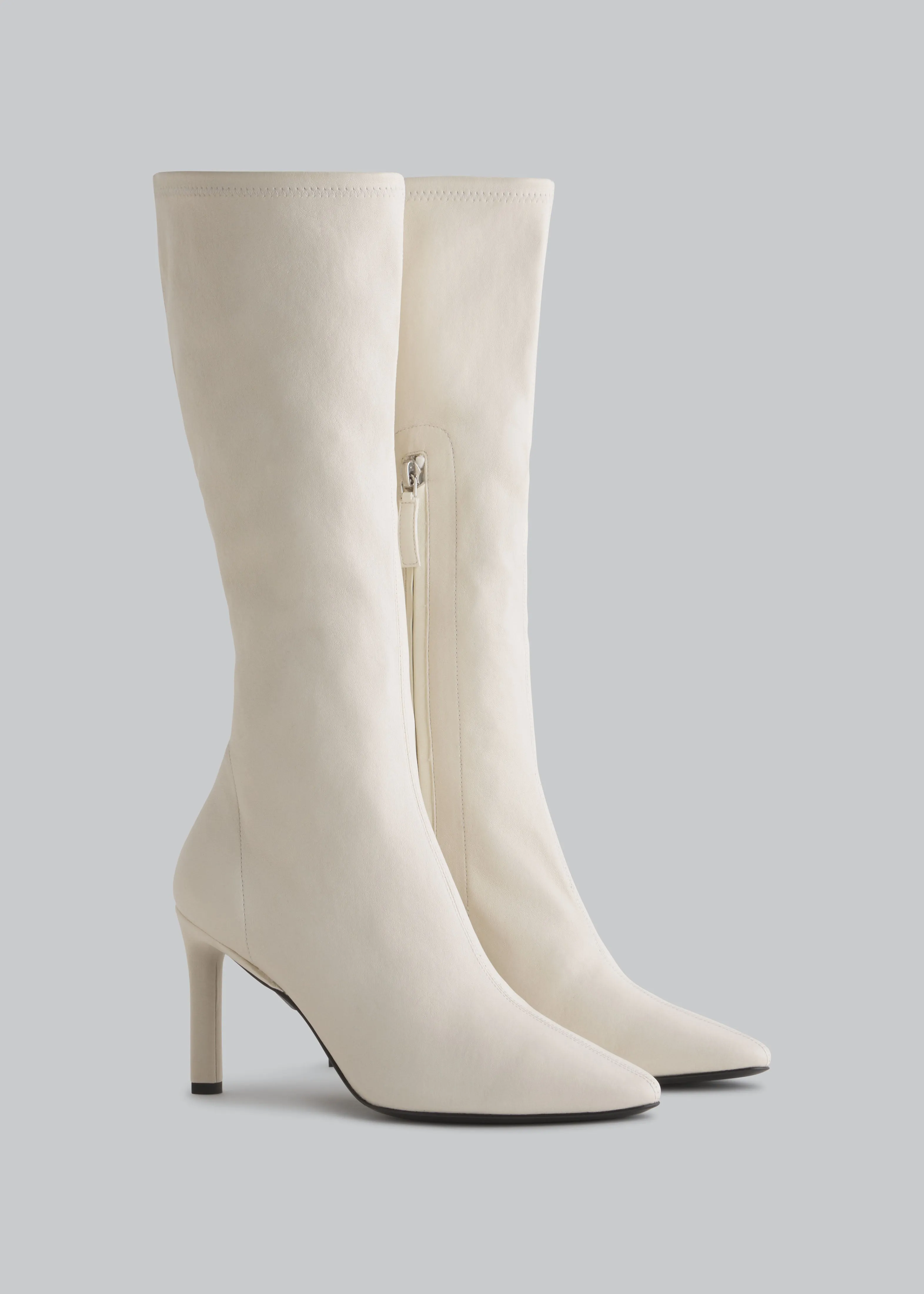 Stretch High Heel Boot - Ivory