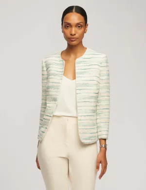 Stripe Tweed Piped Cardigan Jacket- Sale