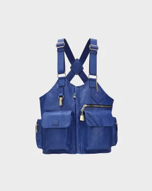 Tactical Leather Vest in Royal Blue