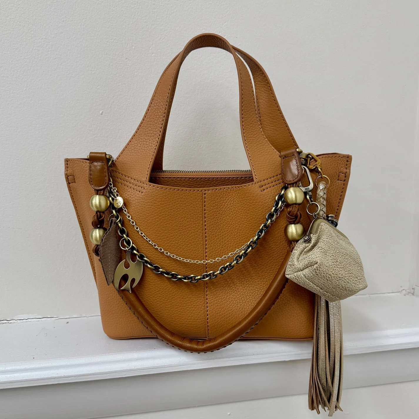 Tamborine Strap in Polished Leather - Truffle