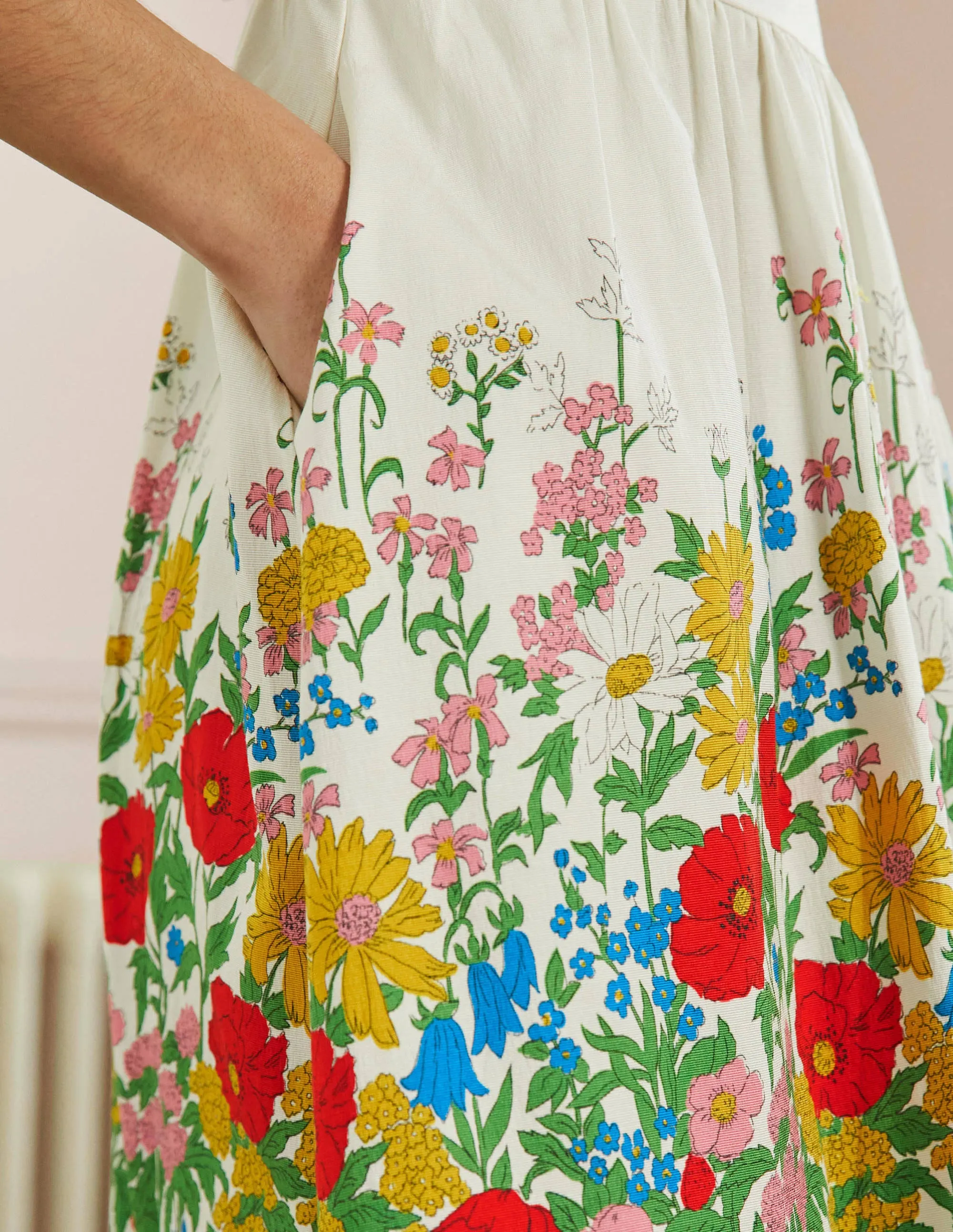 Tara Fit-and-Flare Dress-Ivory. Botanical Terrace